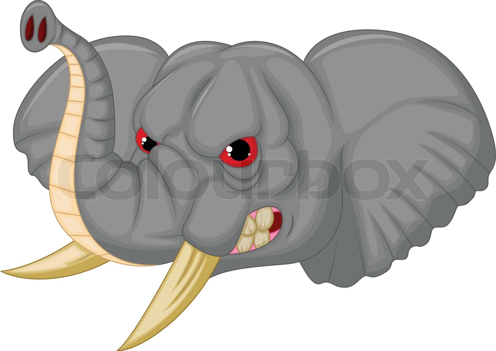 Elephant head mascot cartoon character | Stock vector | Colourbox