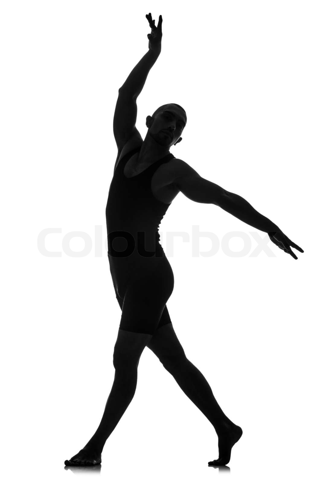 silhouette of male dancer isolated on white | Stock image | Colourbox