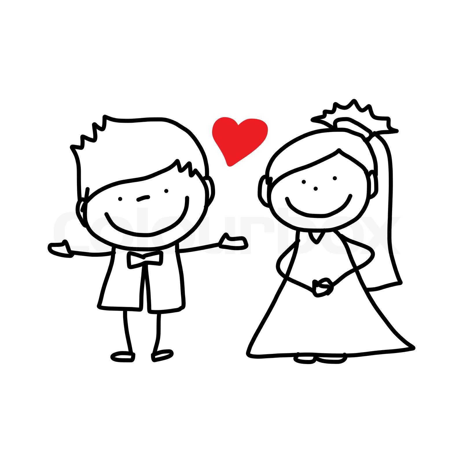 Hand Zeichnung Cartoon Charakter-Liebhaber, die Hochzeit | Stock-Vektor