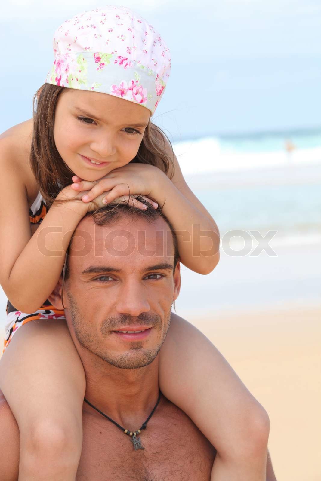 dad and daughter at beach Stock image Colourbox