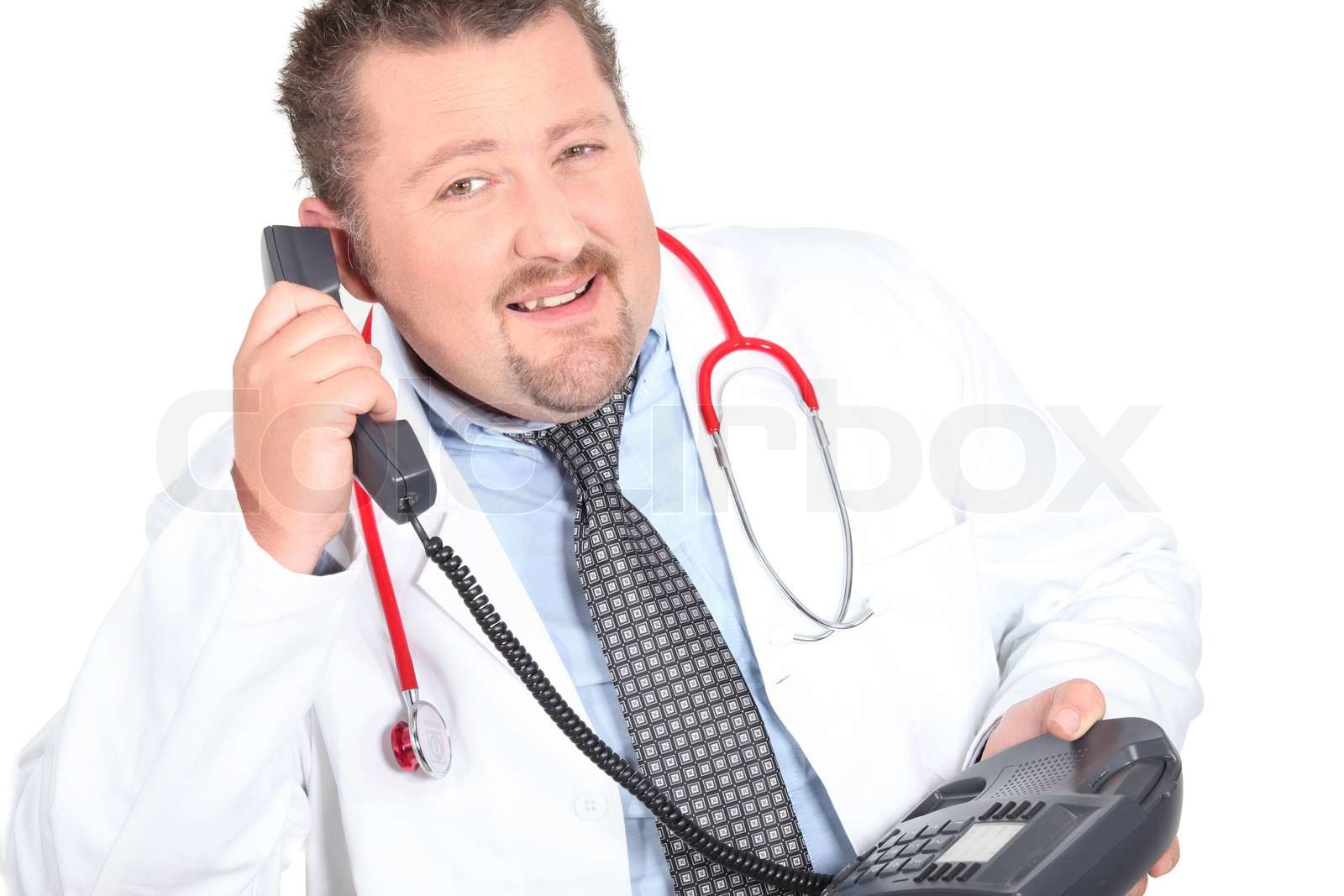 Doctor calling patient with results Stock image Colourbox