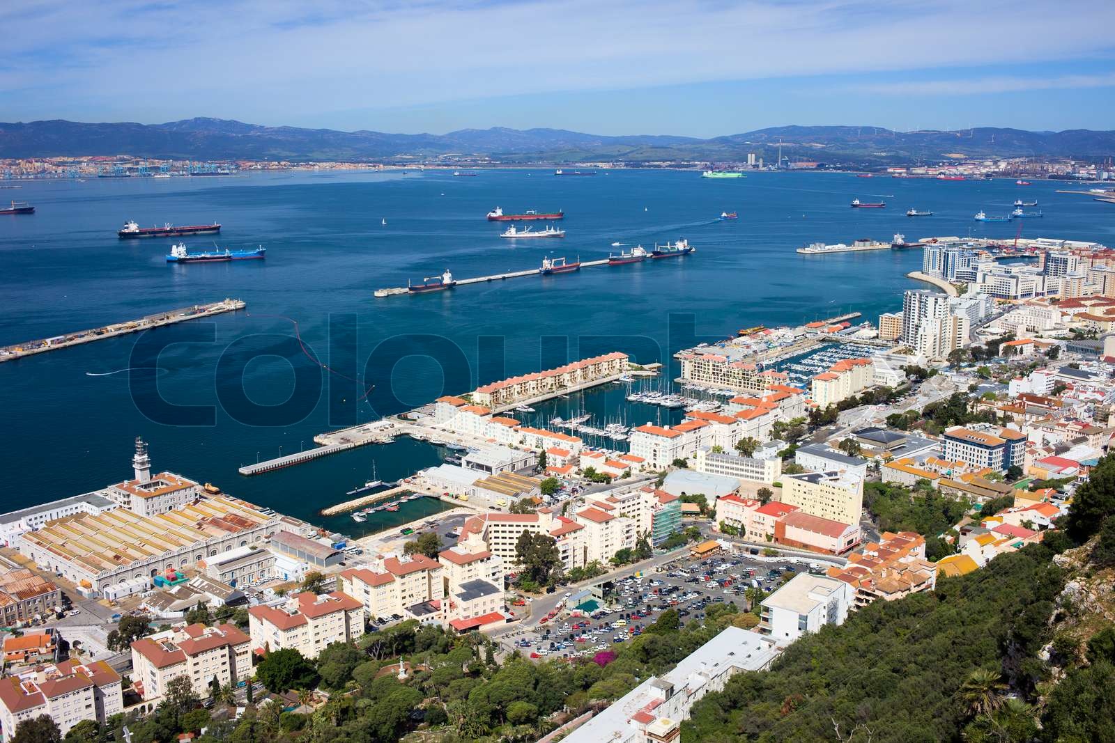 Gibraltar Stadt und Bucht Stock Bild Colourbox