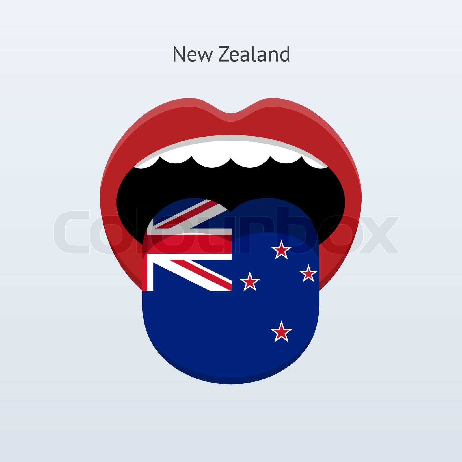 Welche Sprache Wird In Neuseeland Gesprochen Neuseeland-Sprache. abstrakt menschliche Zunge. | Stock-Vektor | Colourbox