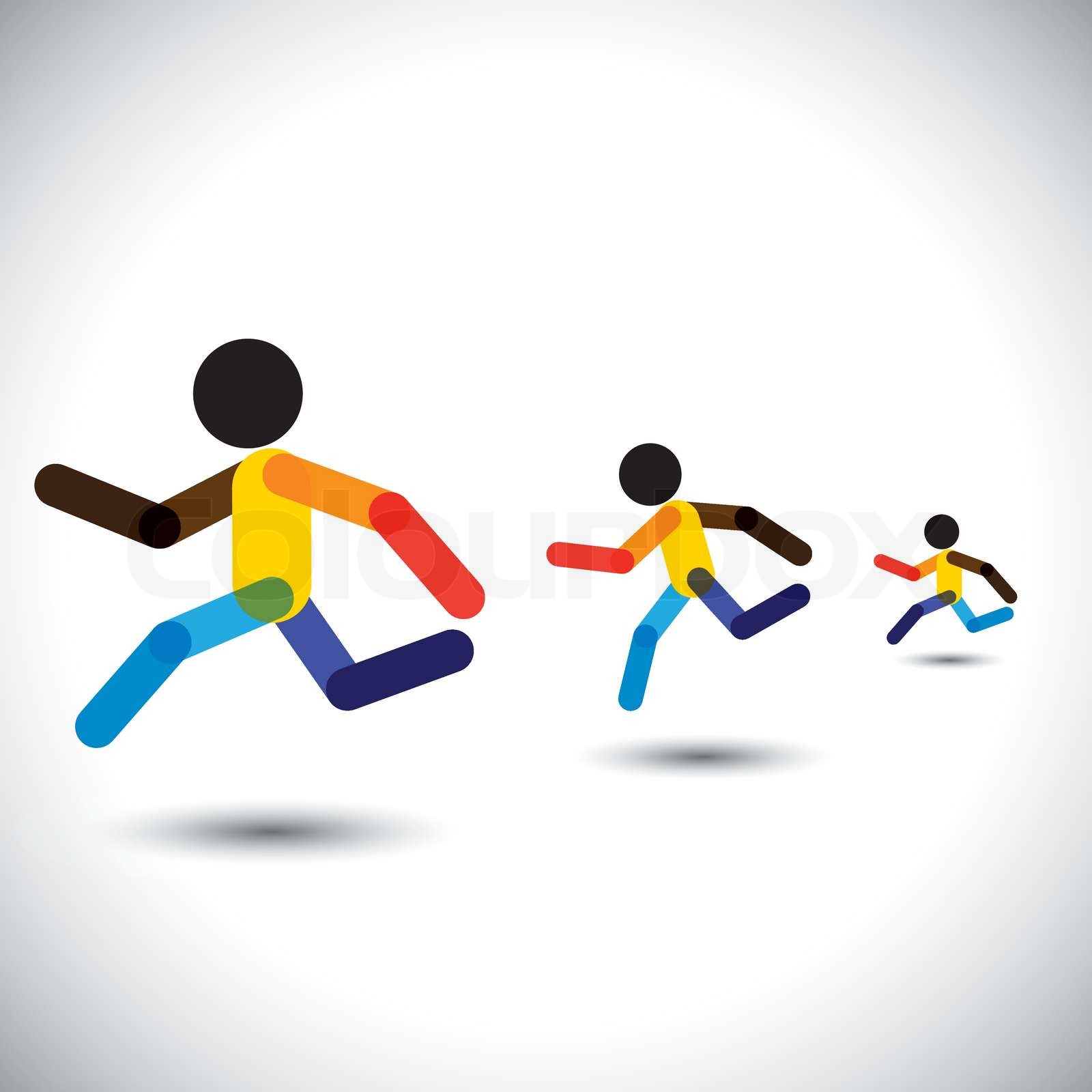 bunte Vektor-Icons von Sprint-Athleten racing in einem Wettbewerb ...