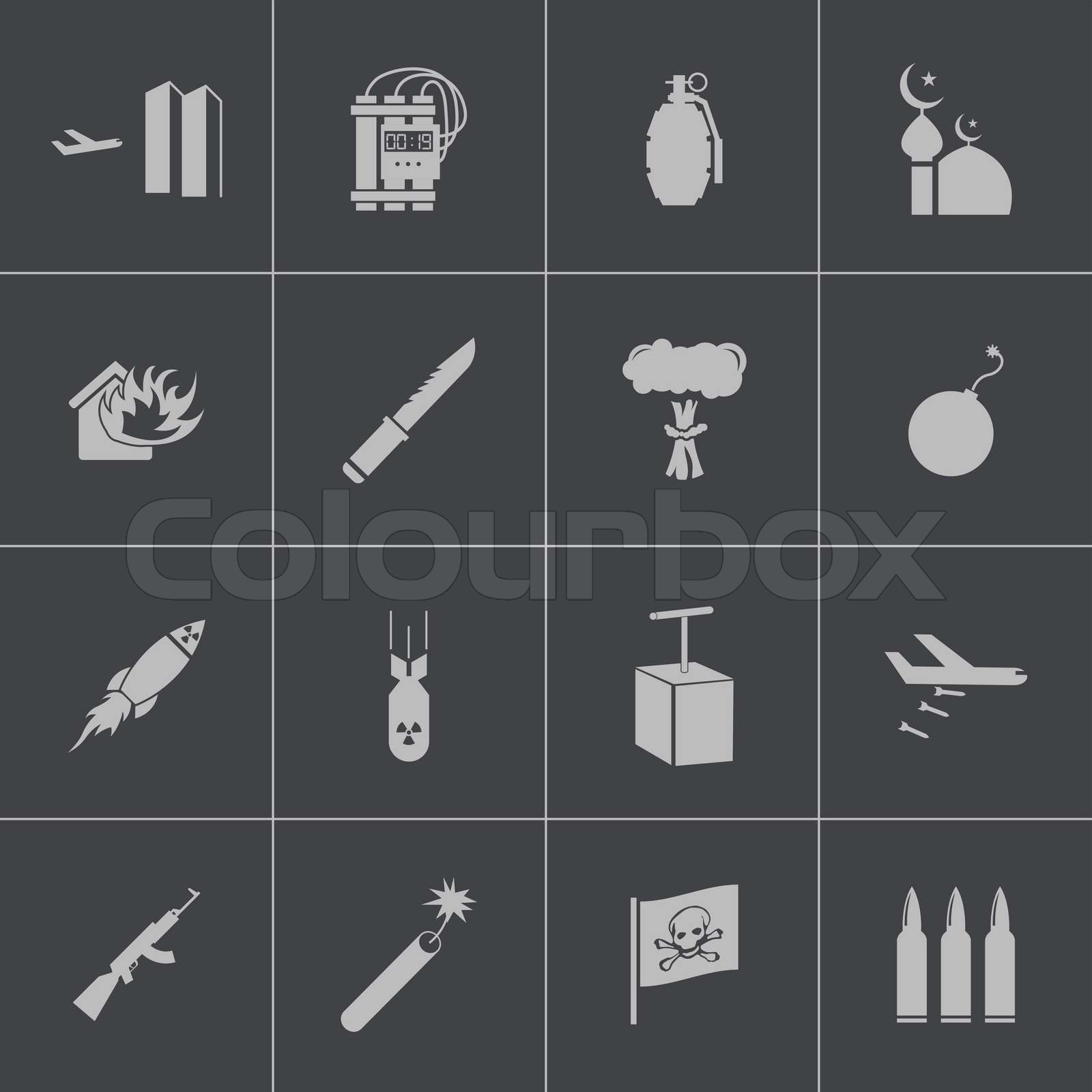 Vector black terrorism icons set Stock vector Colourbox