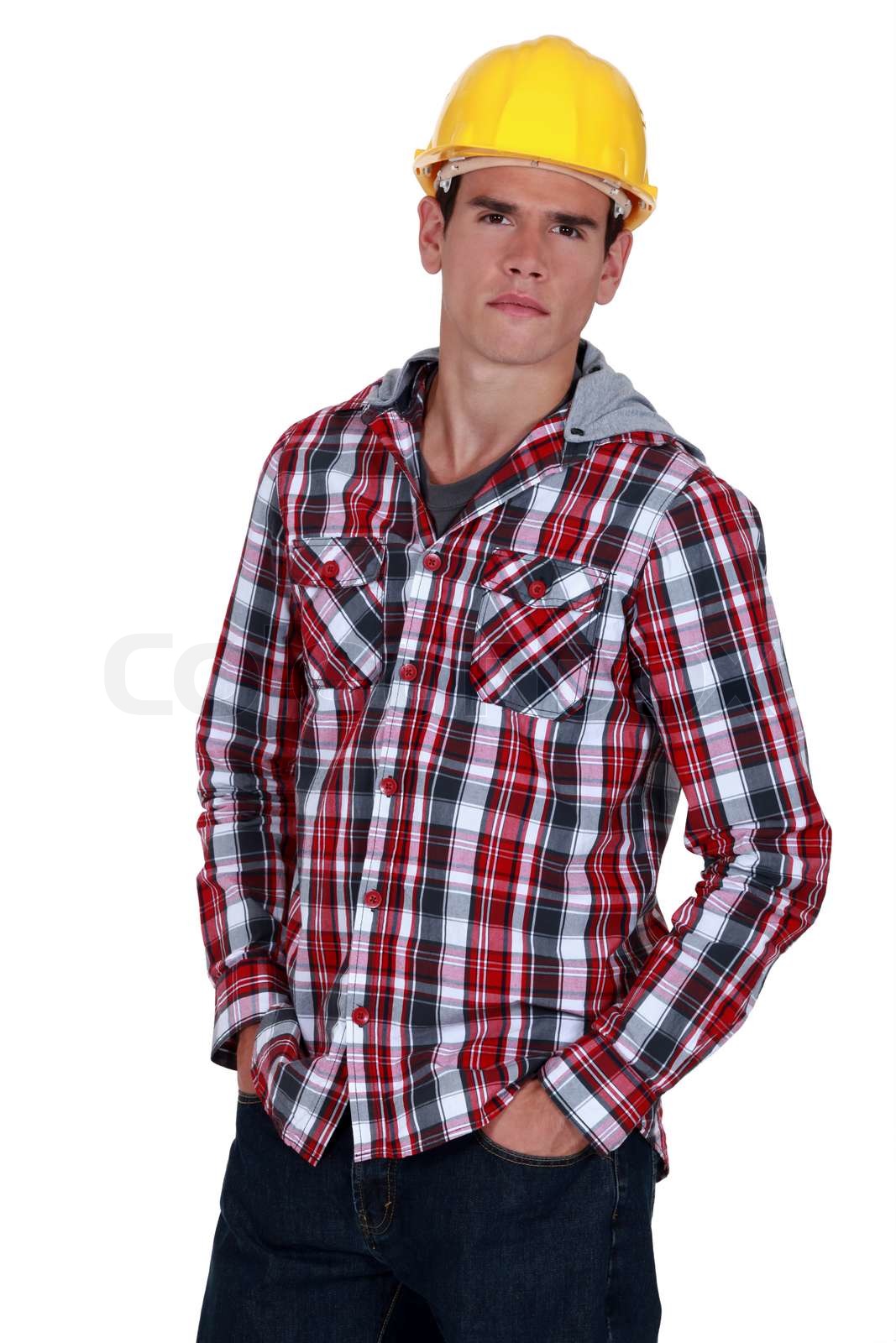 Standoffish tradesman Stock image Colourbox