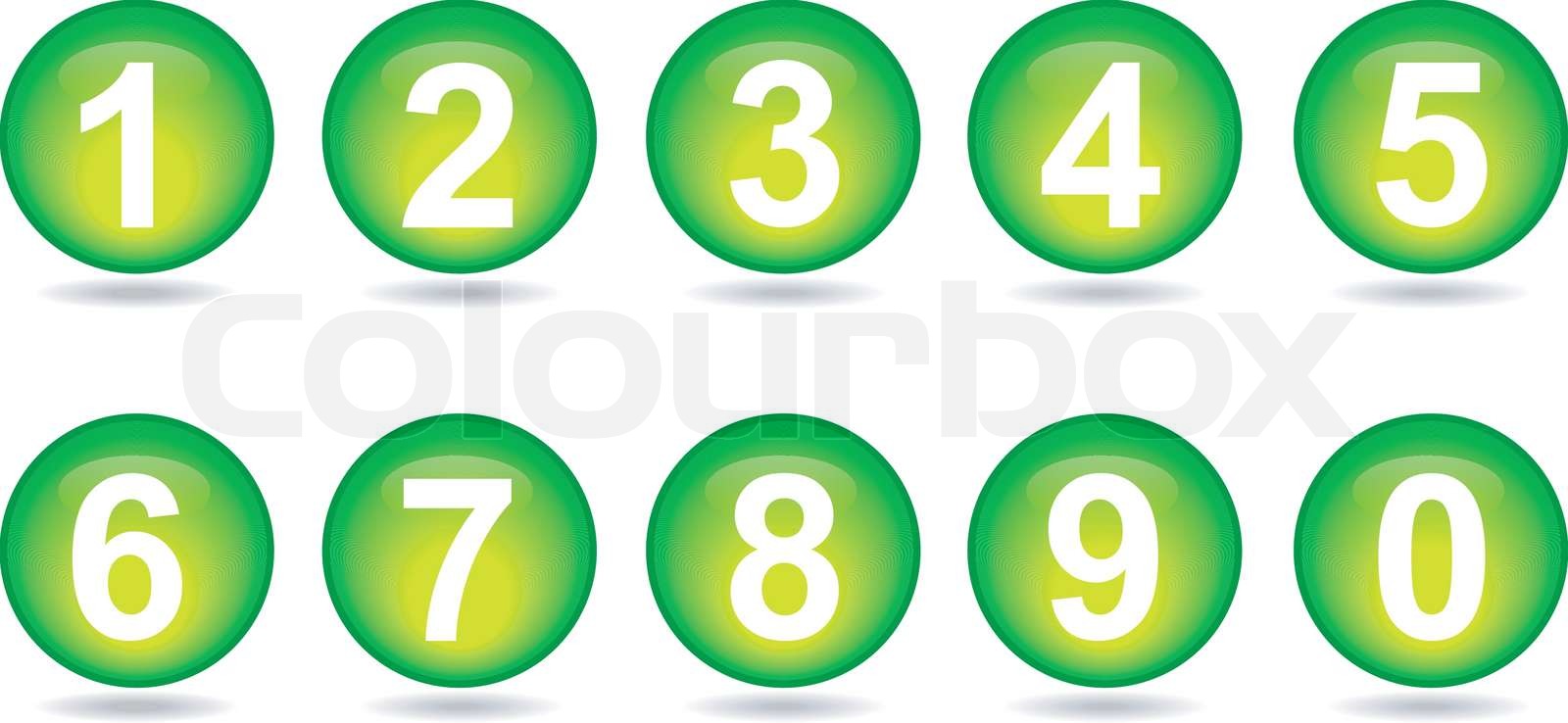 collection of numbers - Green spheres. | Stock vector | Colourbox