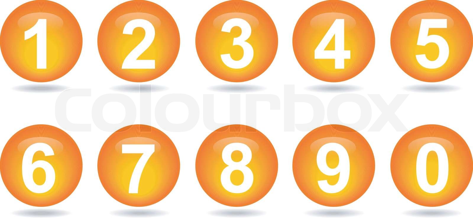 collection of numbers Orange spheres. Stock vector Colourbox
