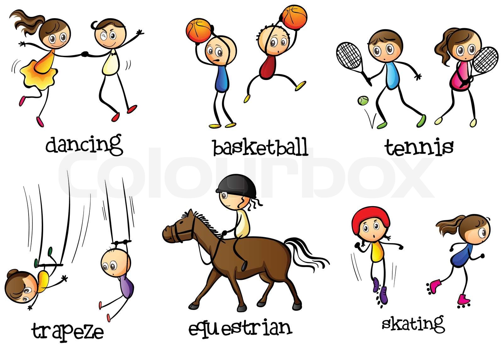 sport-tegning-b-rn-stock-vektor-colourbox