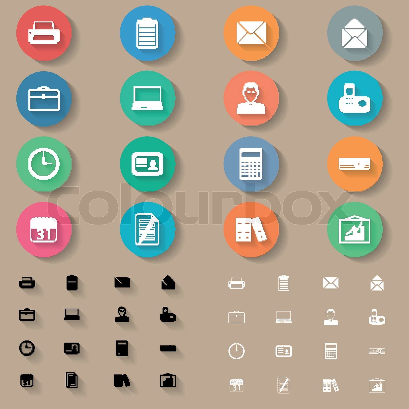 Office flat icons set | Stock vector | Colourbox