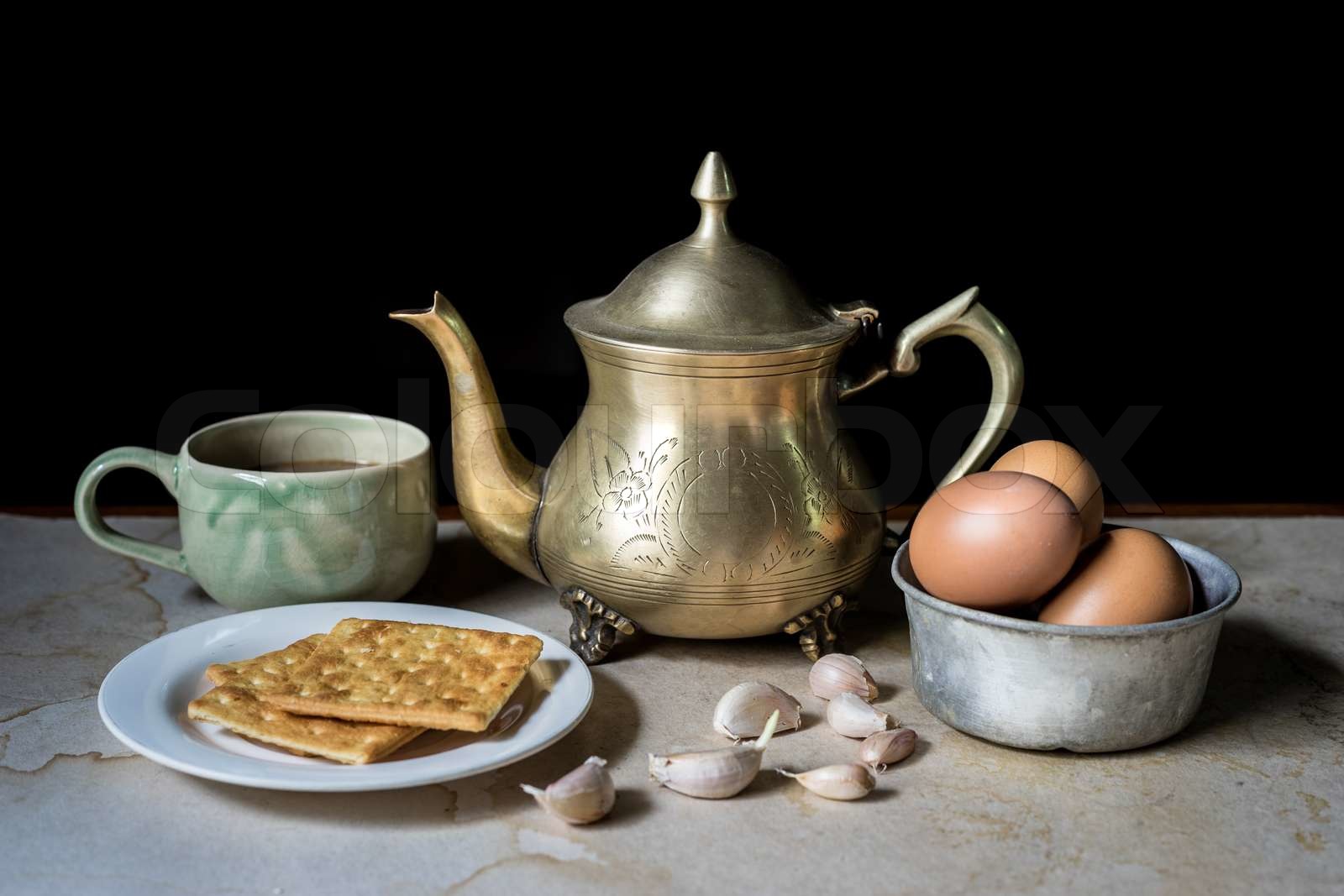 Still life with an old coffee pot Stock image Colourbox