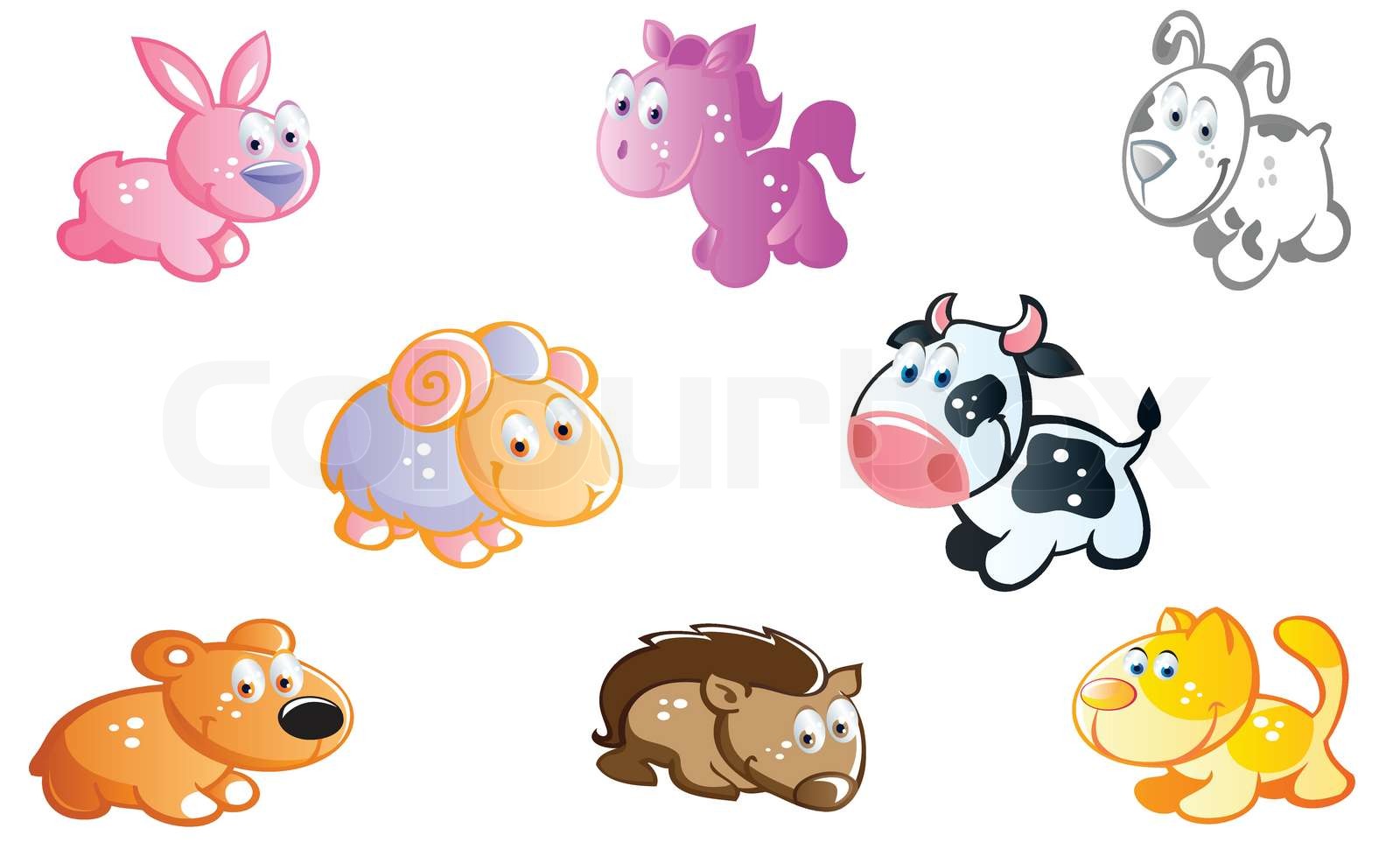 Baby animals cartoon set | Stock vector | Colourbox