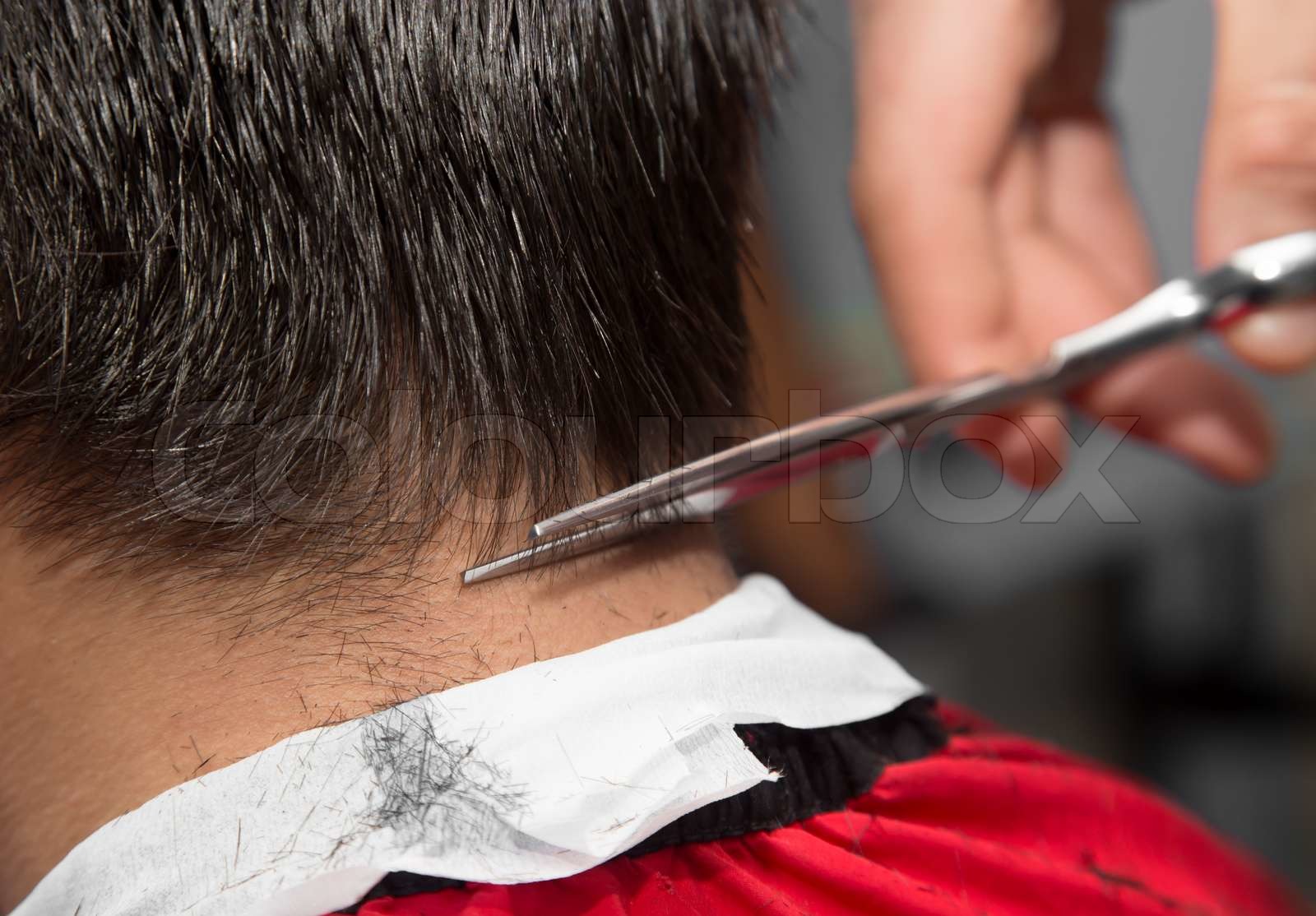 Men's haircut scissors at salon Stock image Colourbox