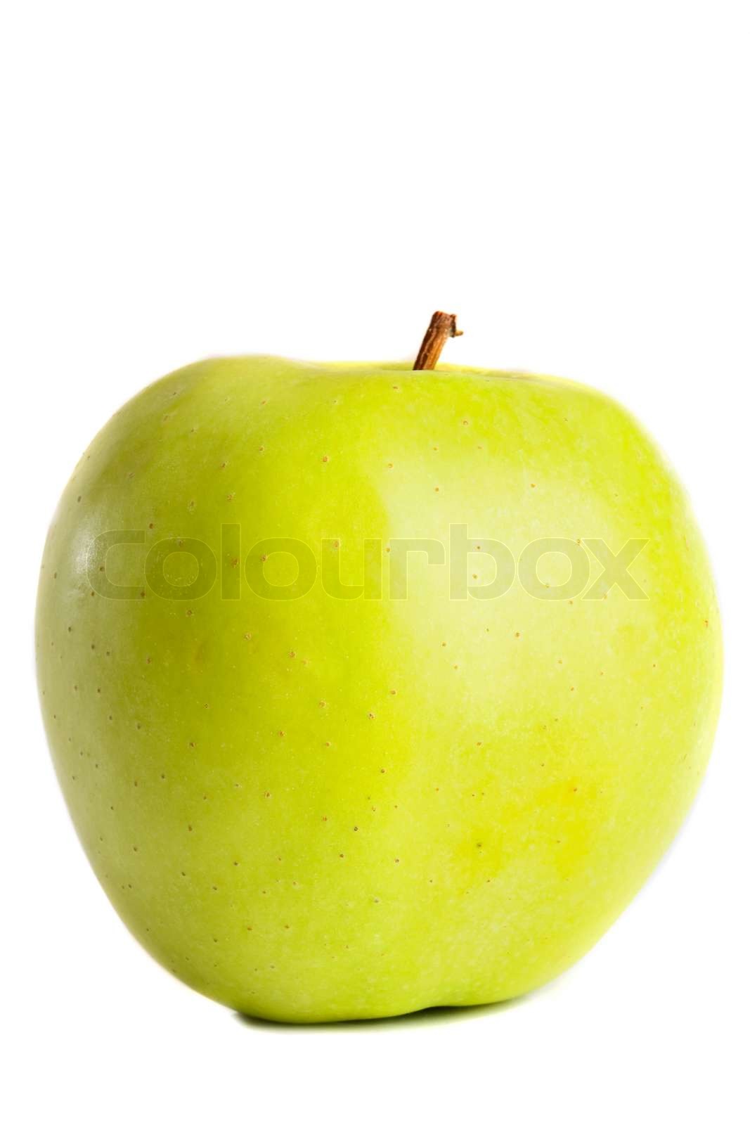 Green Delicious Apple With Reflection Stock Image Colourbox