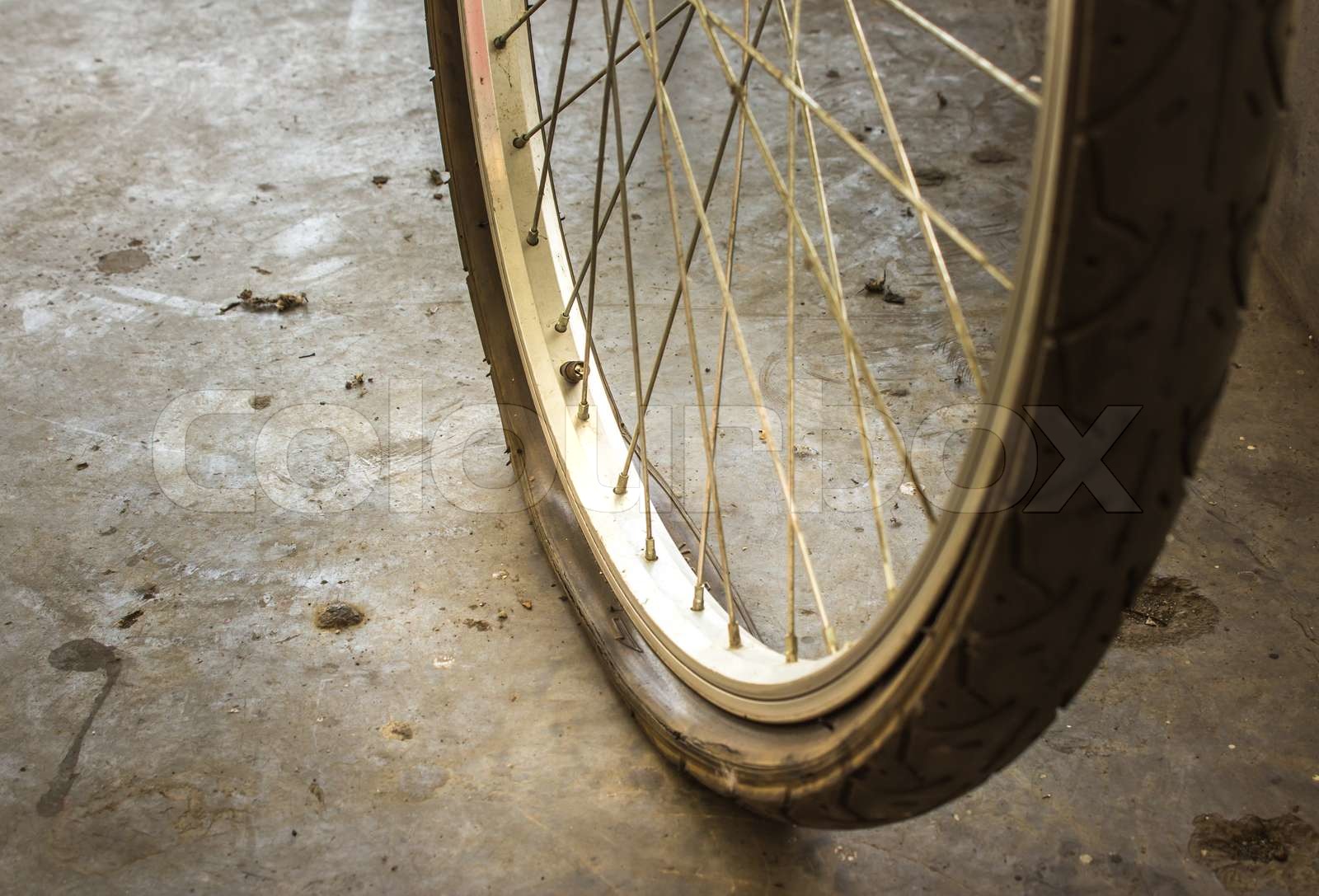 Broken bicycle wheel Stock image Colourbox