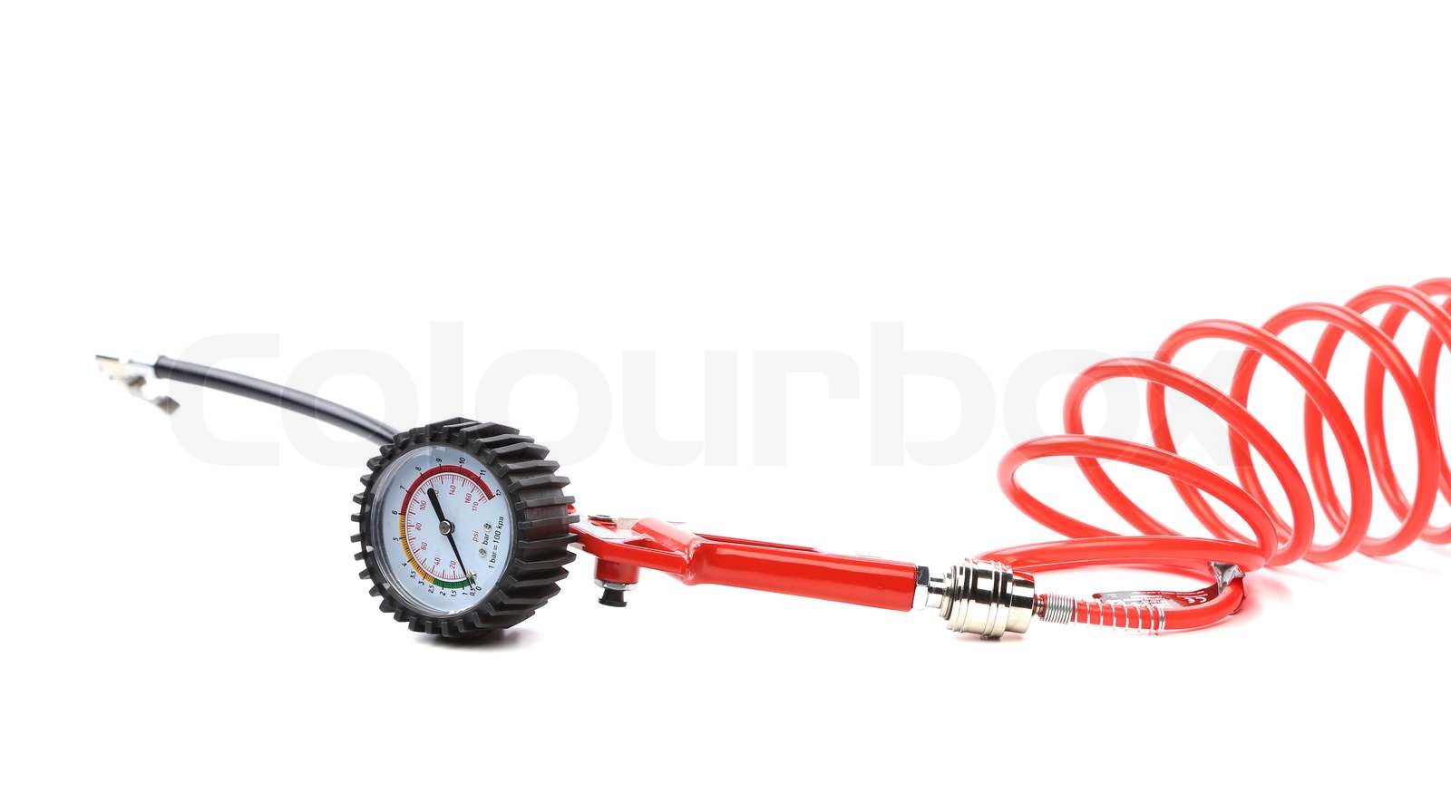 Manometer für AutoReifenDruckEinstellung. Stock Bild Colourbox