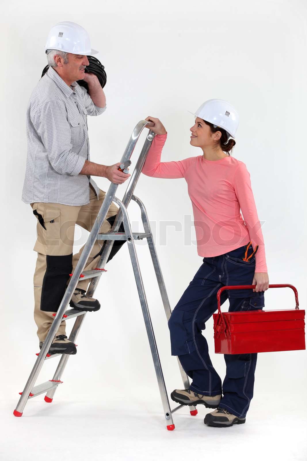 Craftsman working with his apprentice Stock image Colourbox Craftsman working with his apprentice Stock image Colourbox