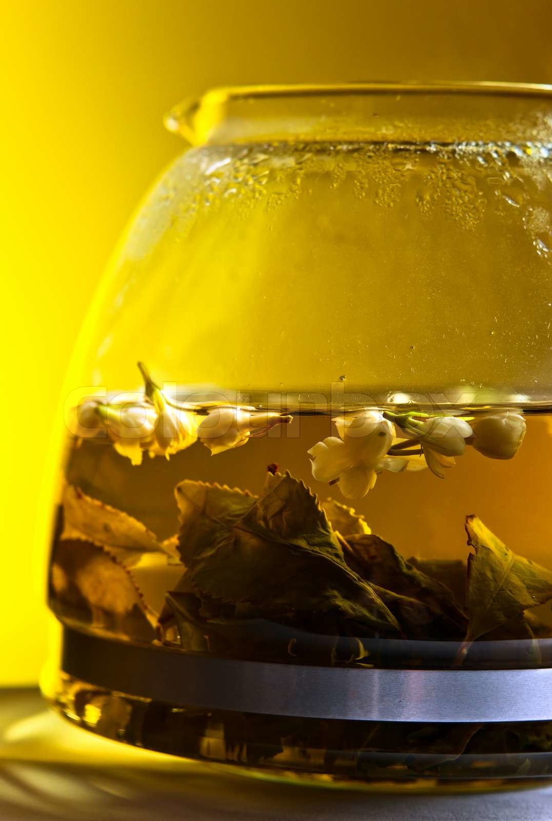 green tea with jasmine flowers Stock image Colourbox