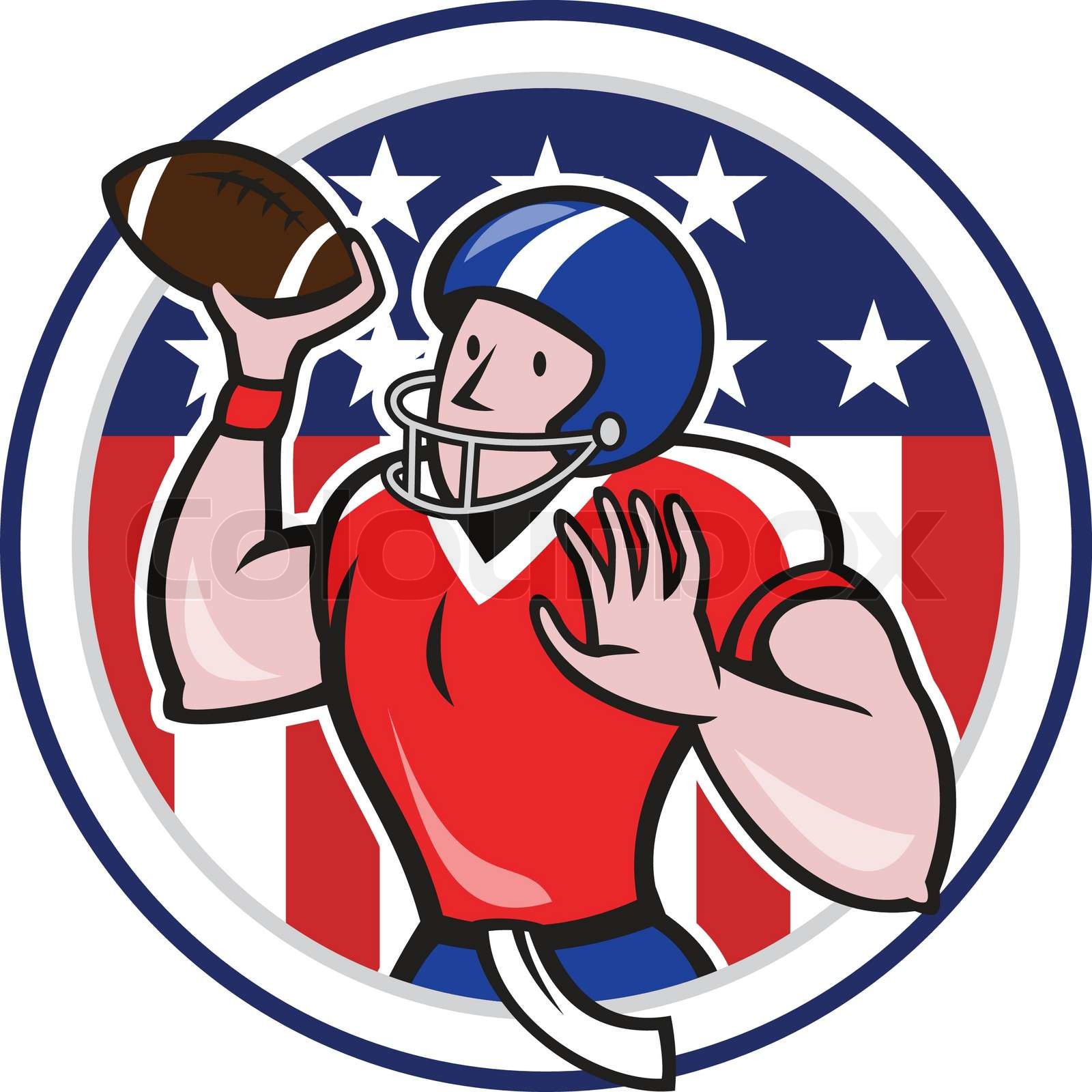 Football Quarterback Throwing Circle Cartoon Stock vector Colourbox