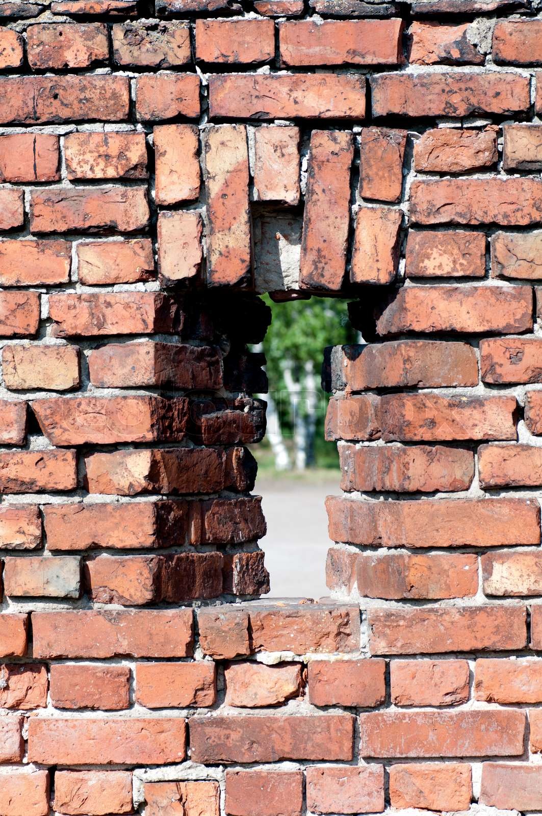 window into a brick wall Stock image Colourbox