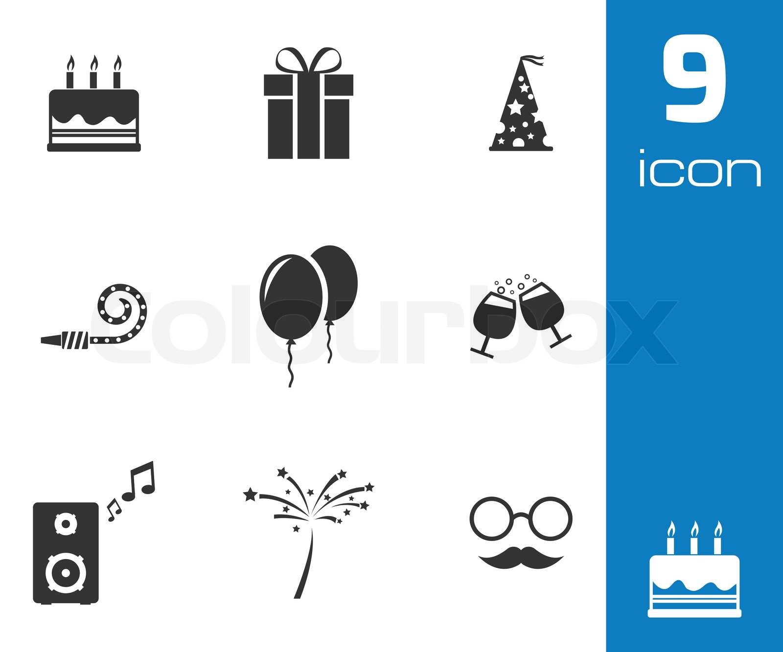 Vector black birthday icons set | Stock vector | Colourbox