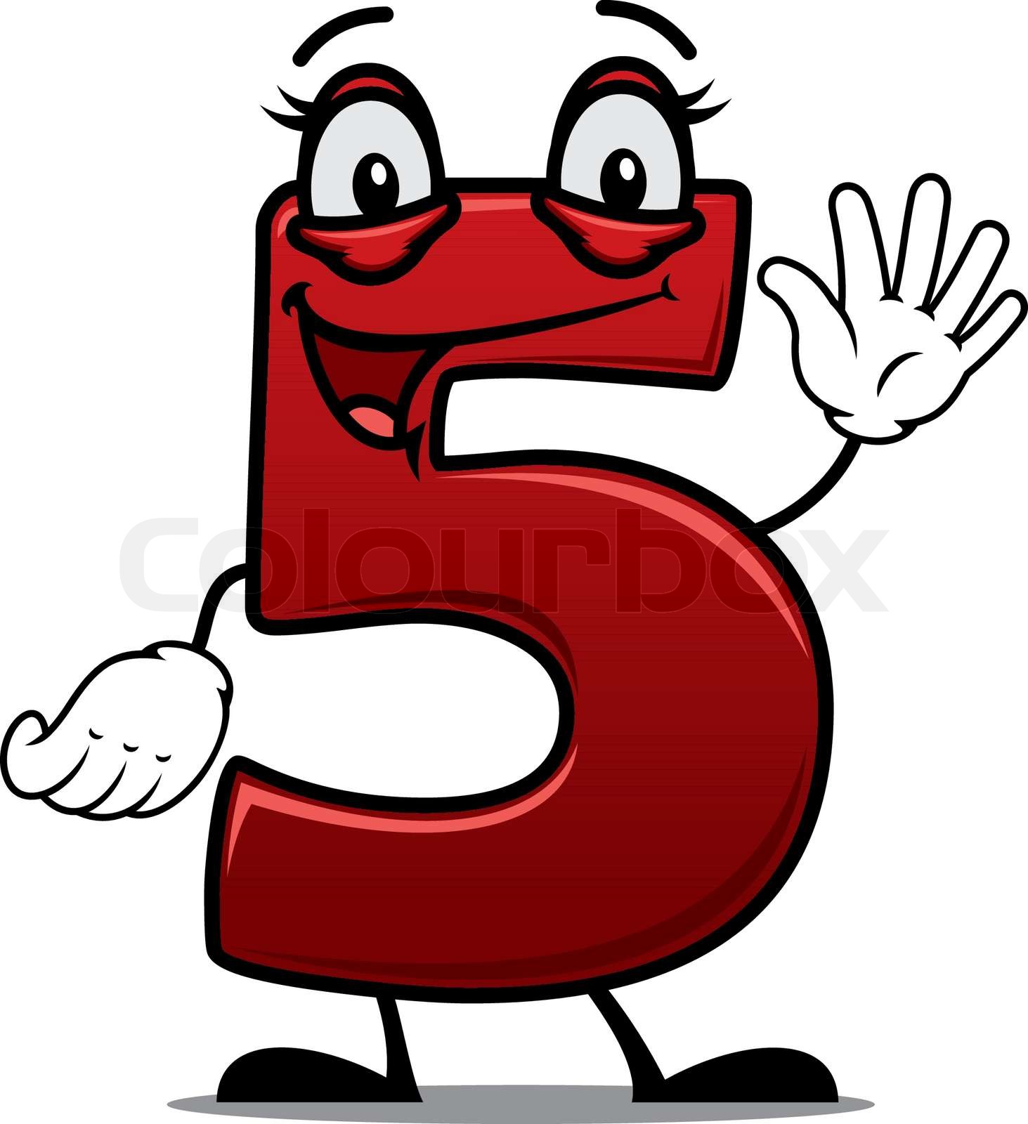 Cheeky waving cartoon number 5 | Stock vector | Colourbox