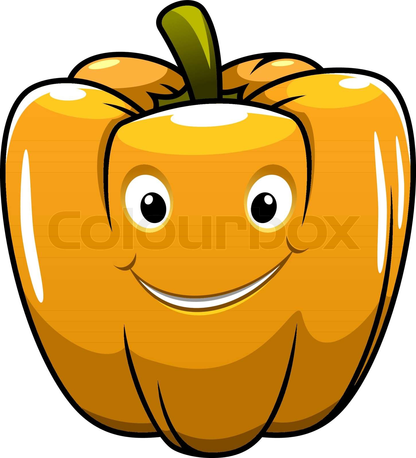 Smiling orange cartoon pepper Stock vector Colourbox