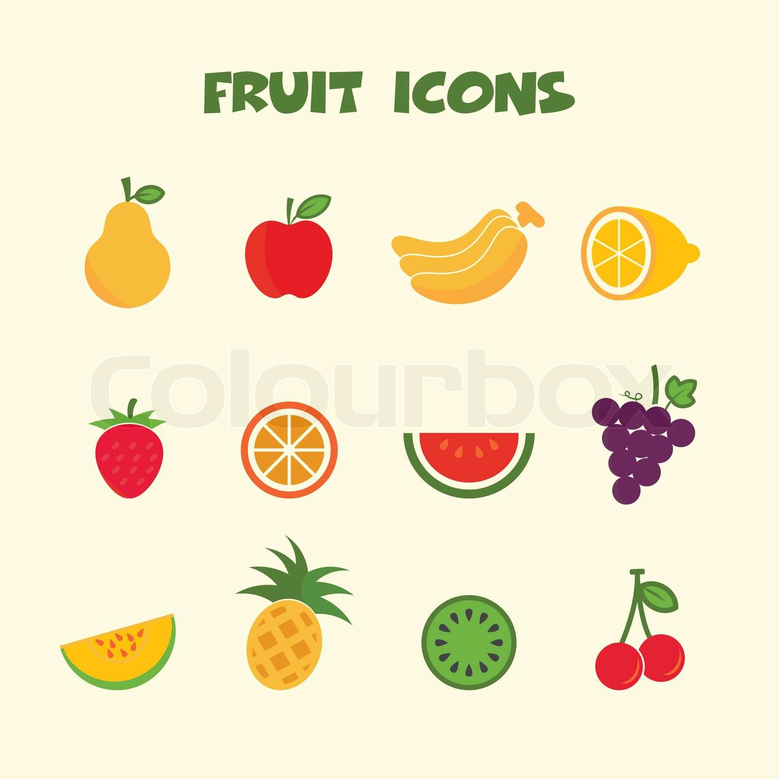 fruit icons Stock vector Colourbox