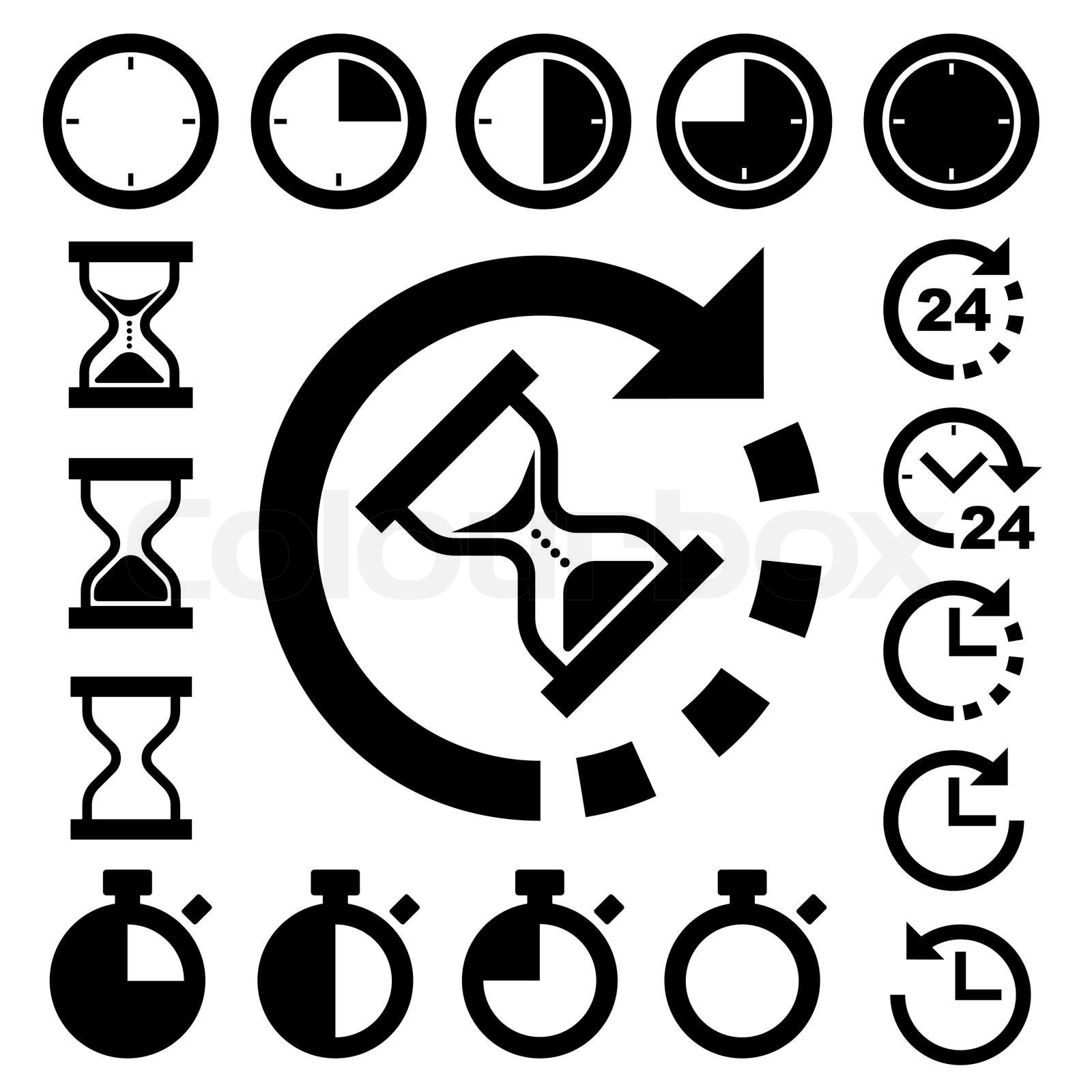 Clocks and time icons set Stock vector Colourbox