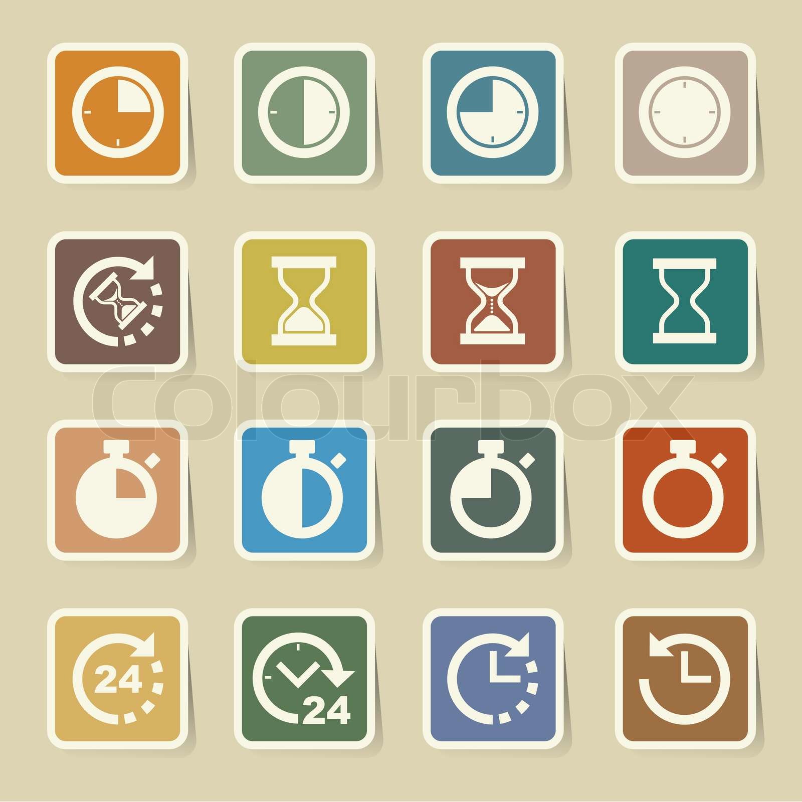 Clocks and time icons set Stock vector Colourbox