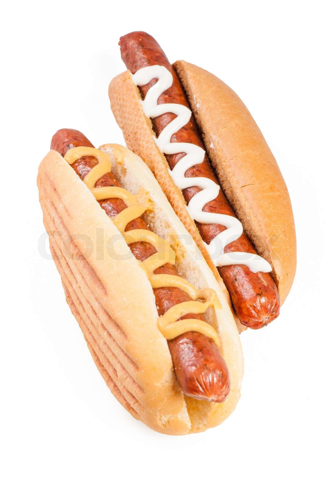 Hot dogs with mustard and mayonnaise Stock image Colourbox
