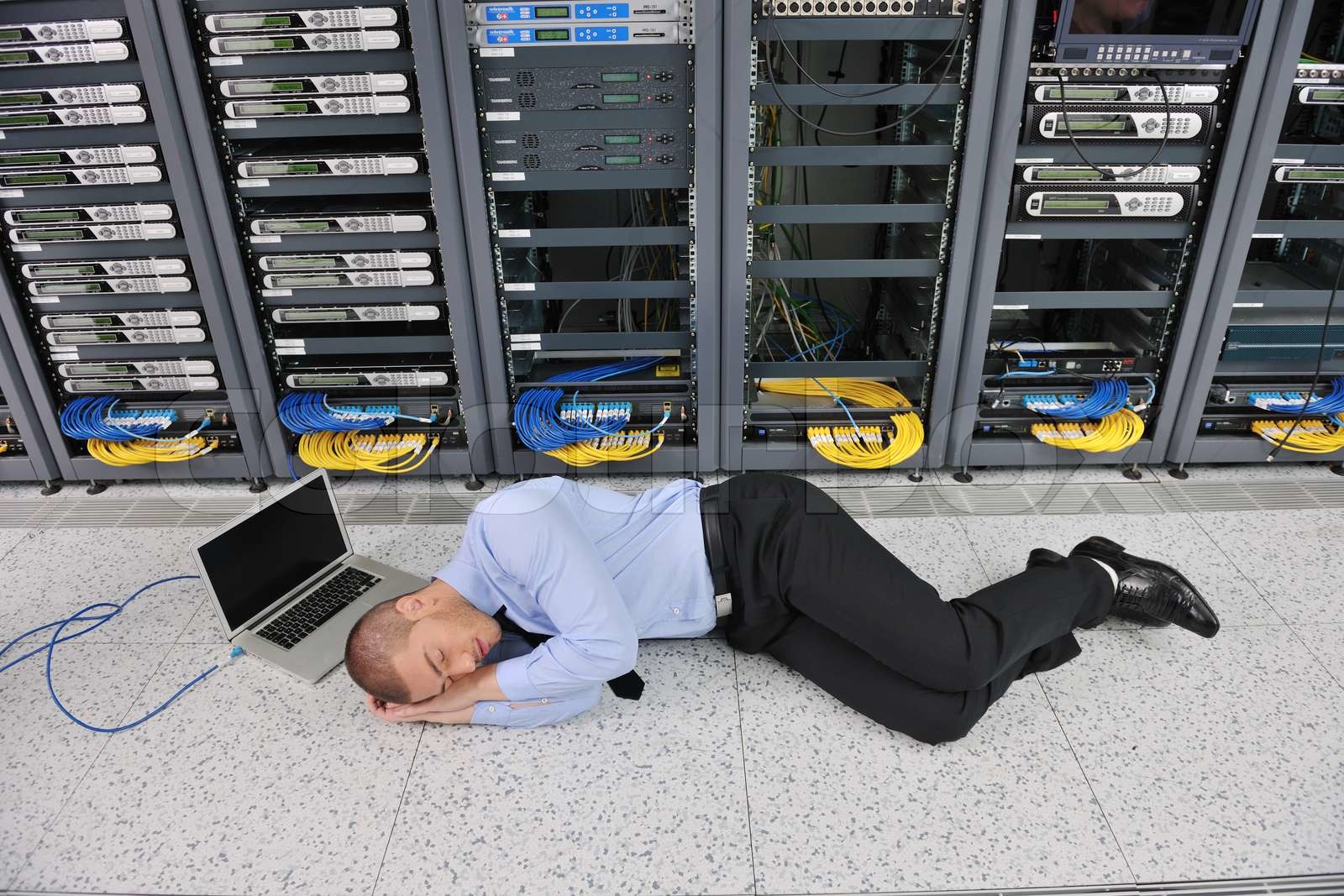 system fail situation in network server room Stock image Colourbox