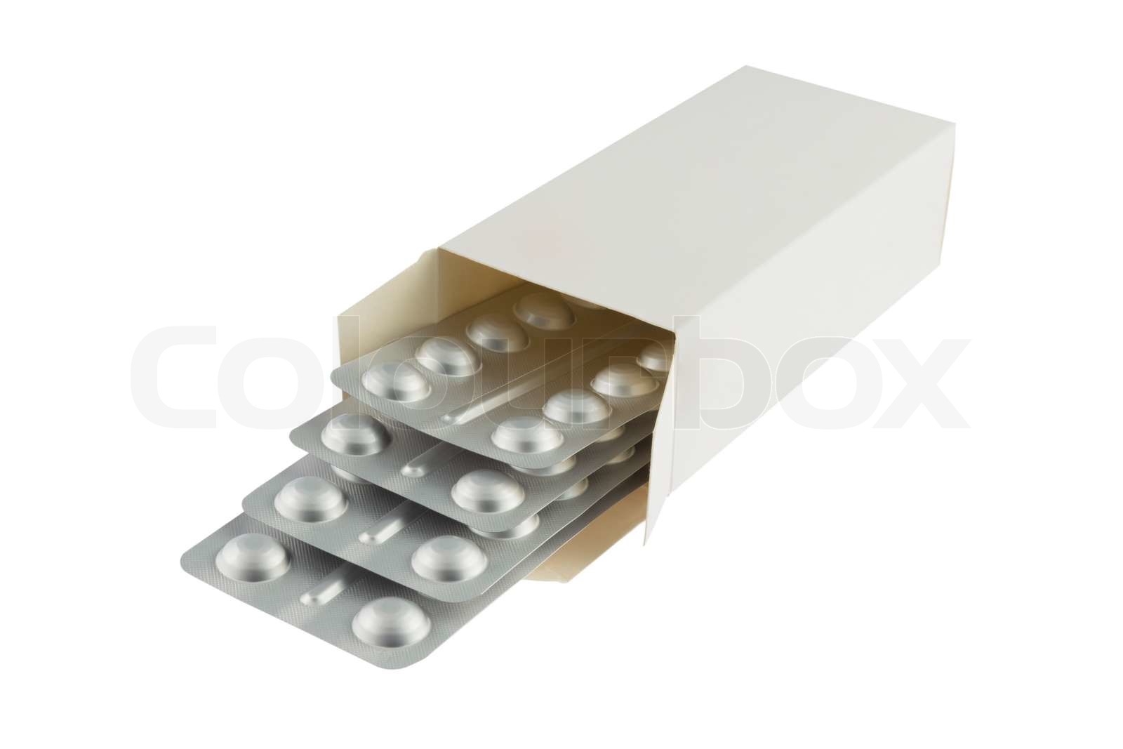 Blister mit Pillen im Paket | Stock Bild | Colourbox