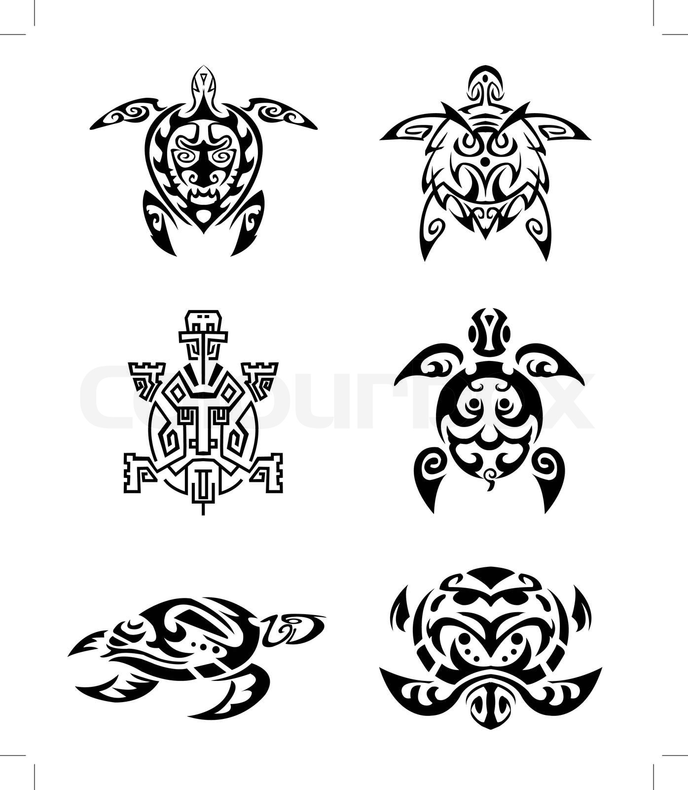 Turtle tattoo set | Stock vector | Colourbox