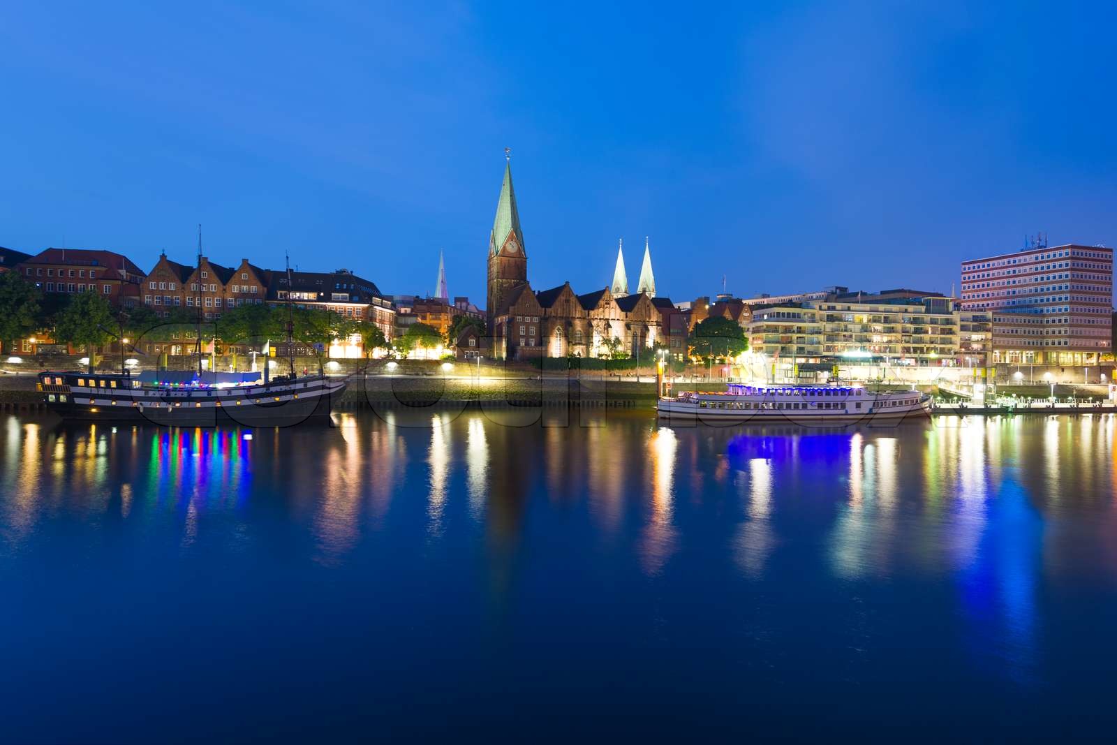 Cityscape of night Bremen | Stock image | Colourbox