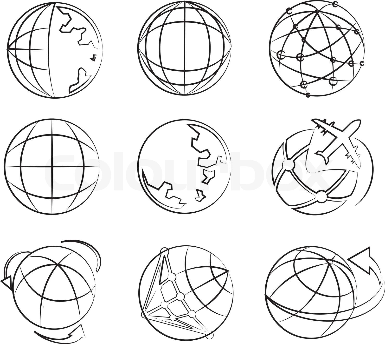 Linie der Globus Gruppe, Bleistift skizziert, Welt | Stock-Vektor