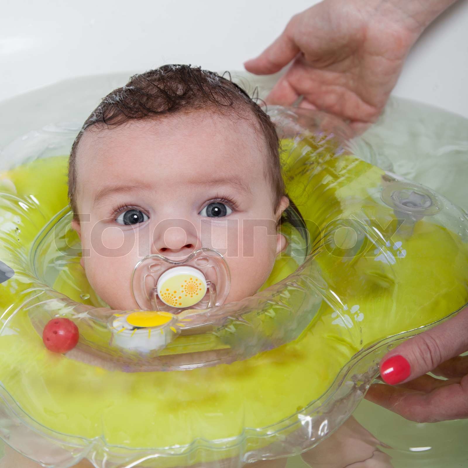 Baby Bathing Stock image Colourbox