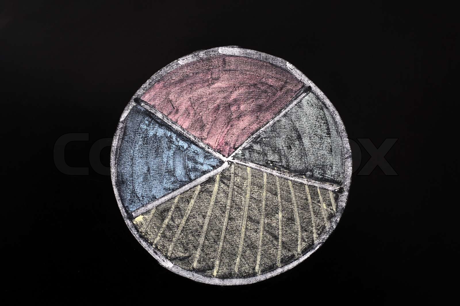 Cake graph in four pieces Stock image Colourbox