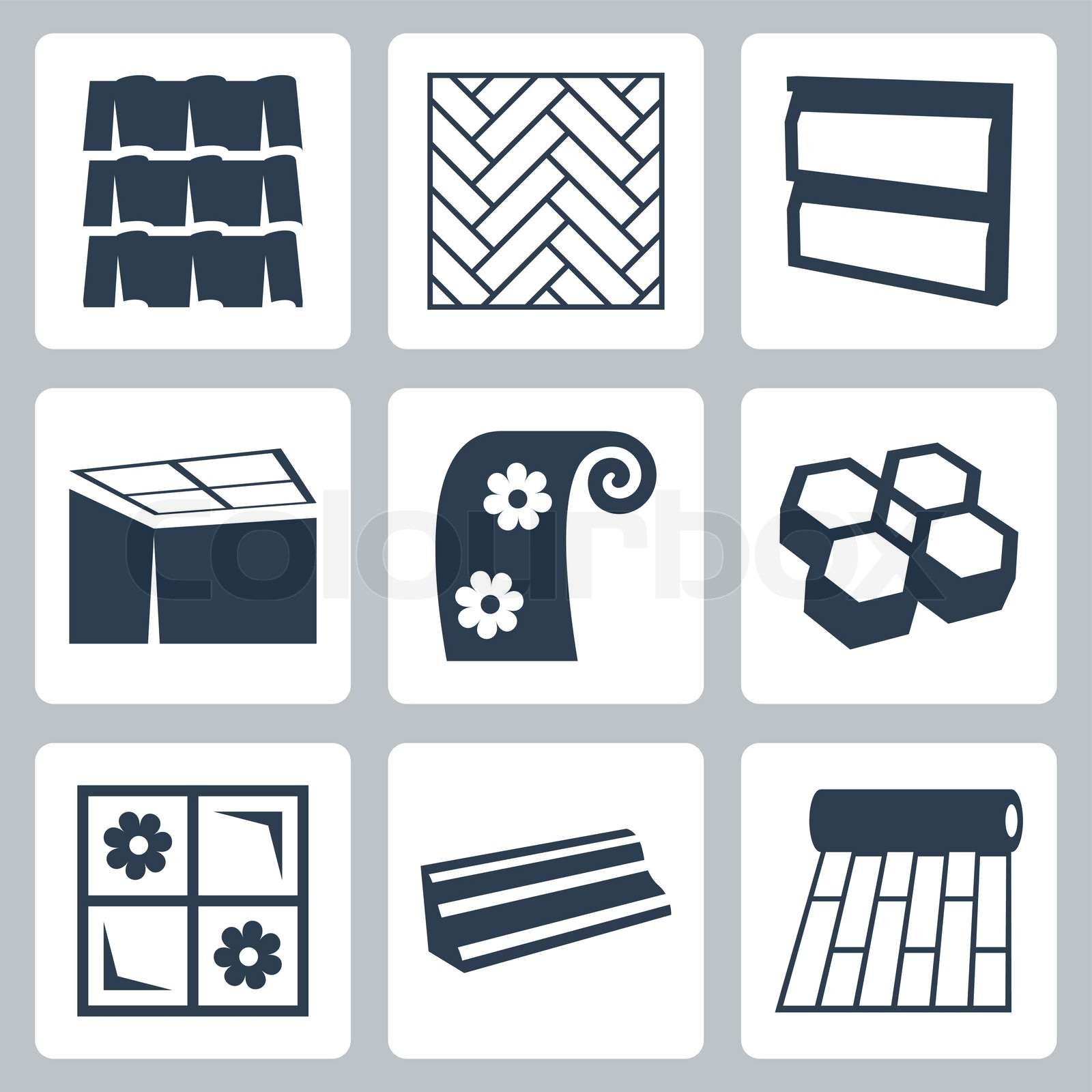 Vector Building Materials Icons Set Stock Vector Colourbox Vector Building Materials Icons Set Stock Vector Colourbox