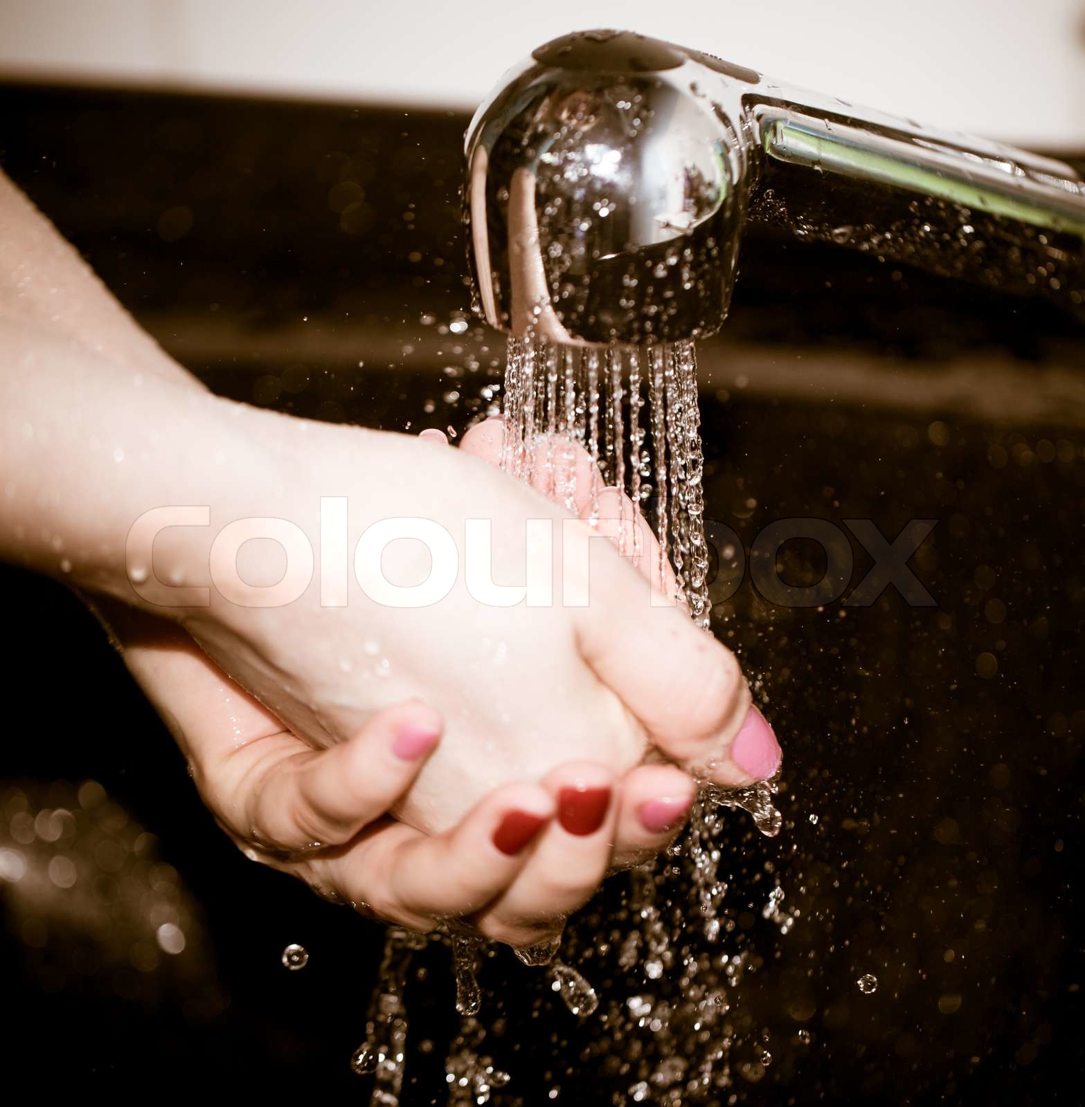 hand washing with tap water | Stock image | Colourbox