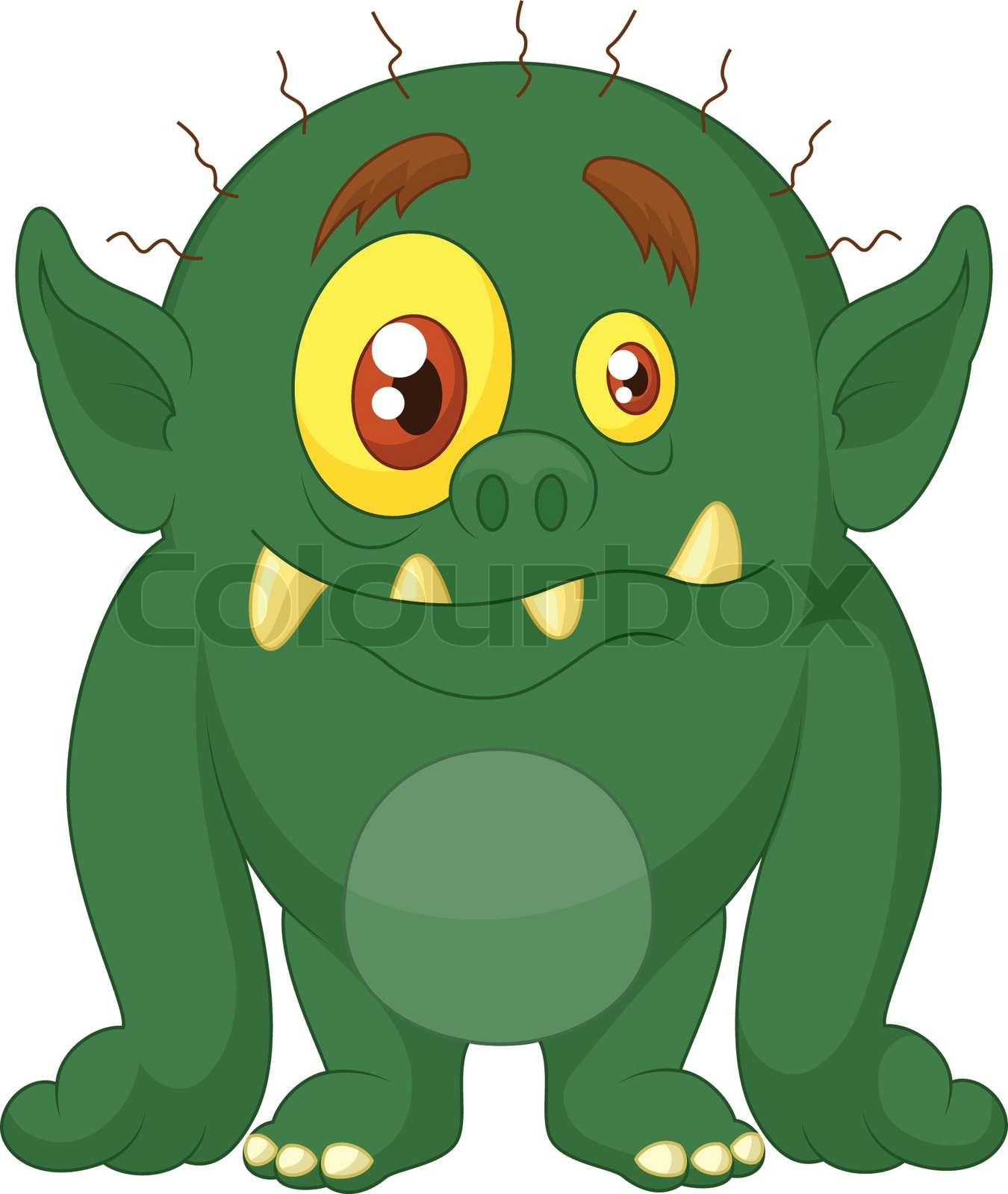 grüne Monster-cartoon | Stock-Vektor | Colourbox