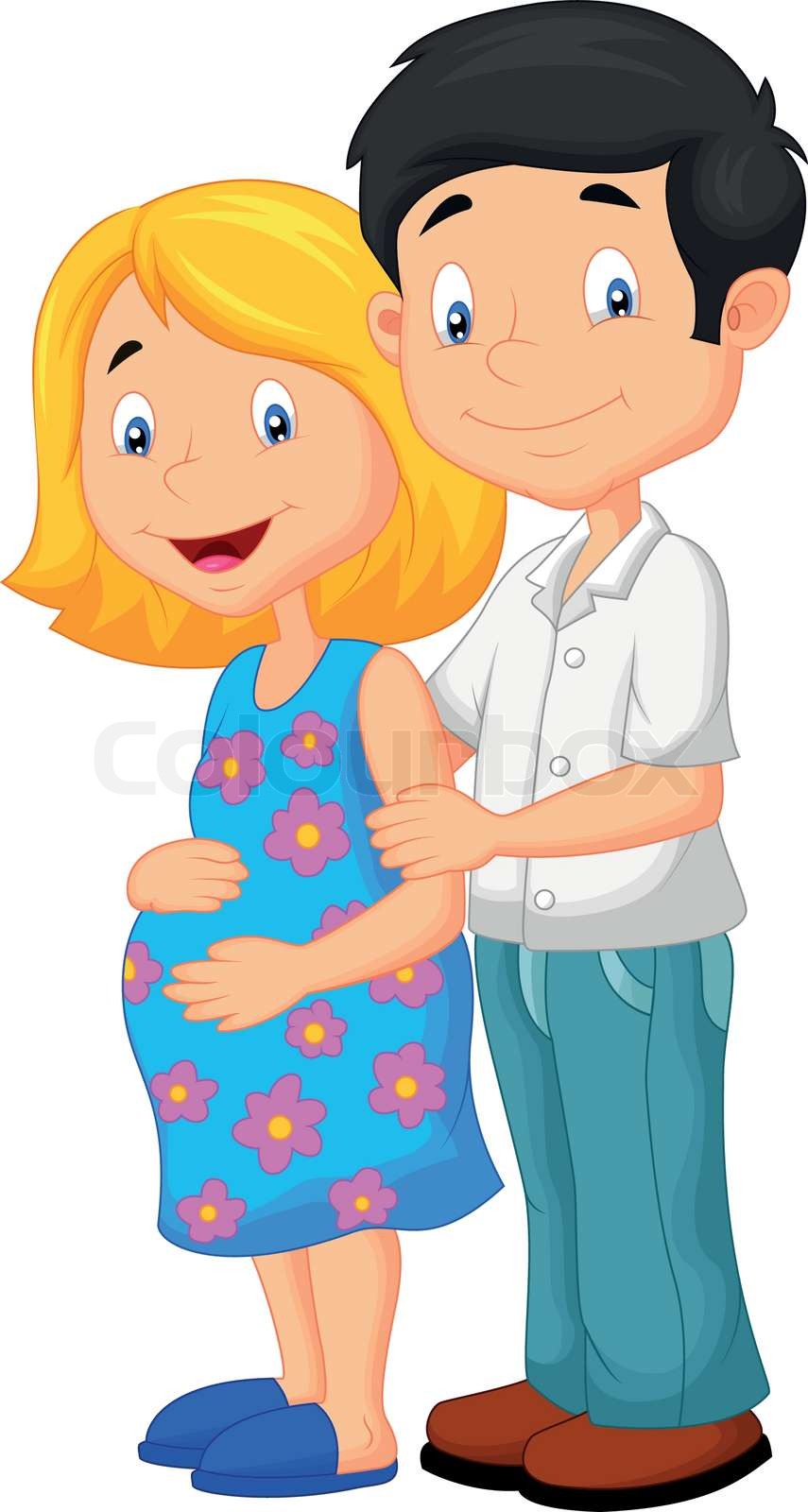 Young couple cartoon expecting a baby | Stock vector | Colourbox