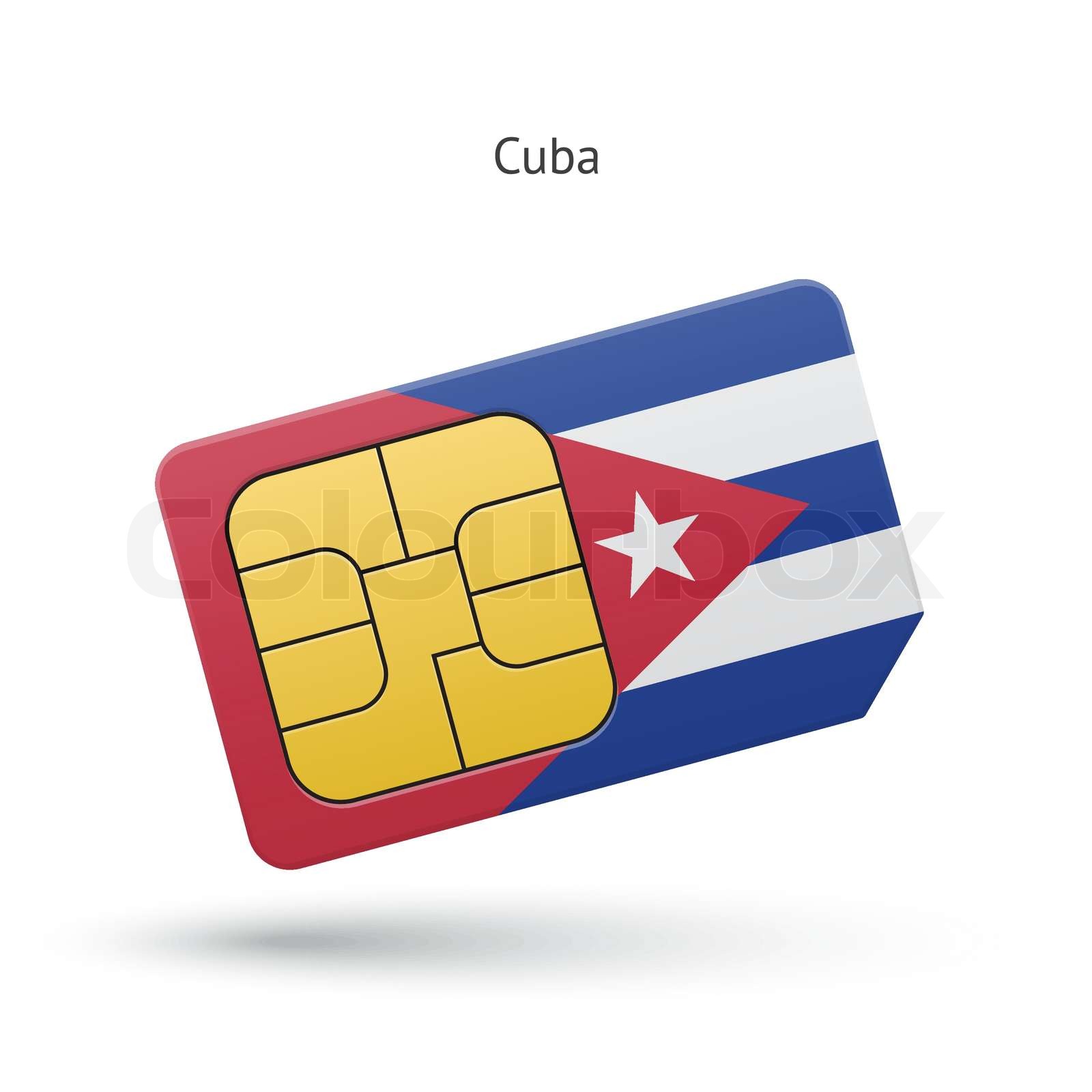 Cuba mobile phone sim card with flag. Stock vector Colourbox