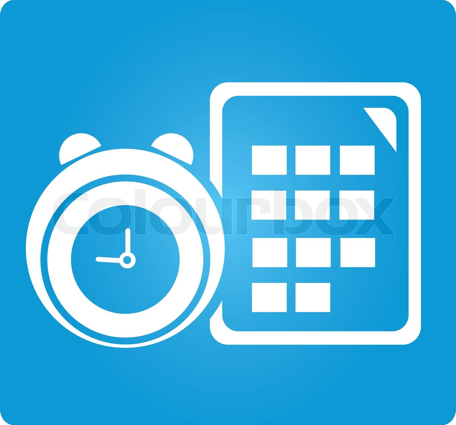 Uhr und Kalender auf blaue Schaltfläche | Stock-Vektor | Colourbox
