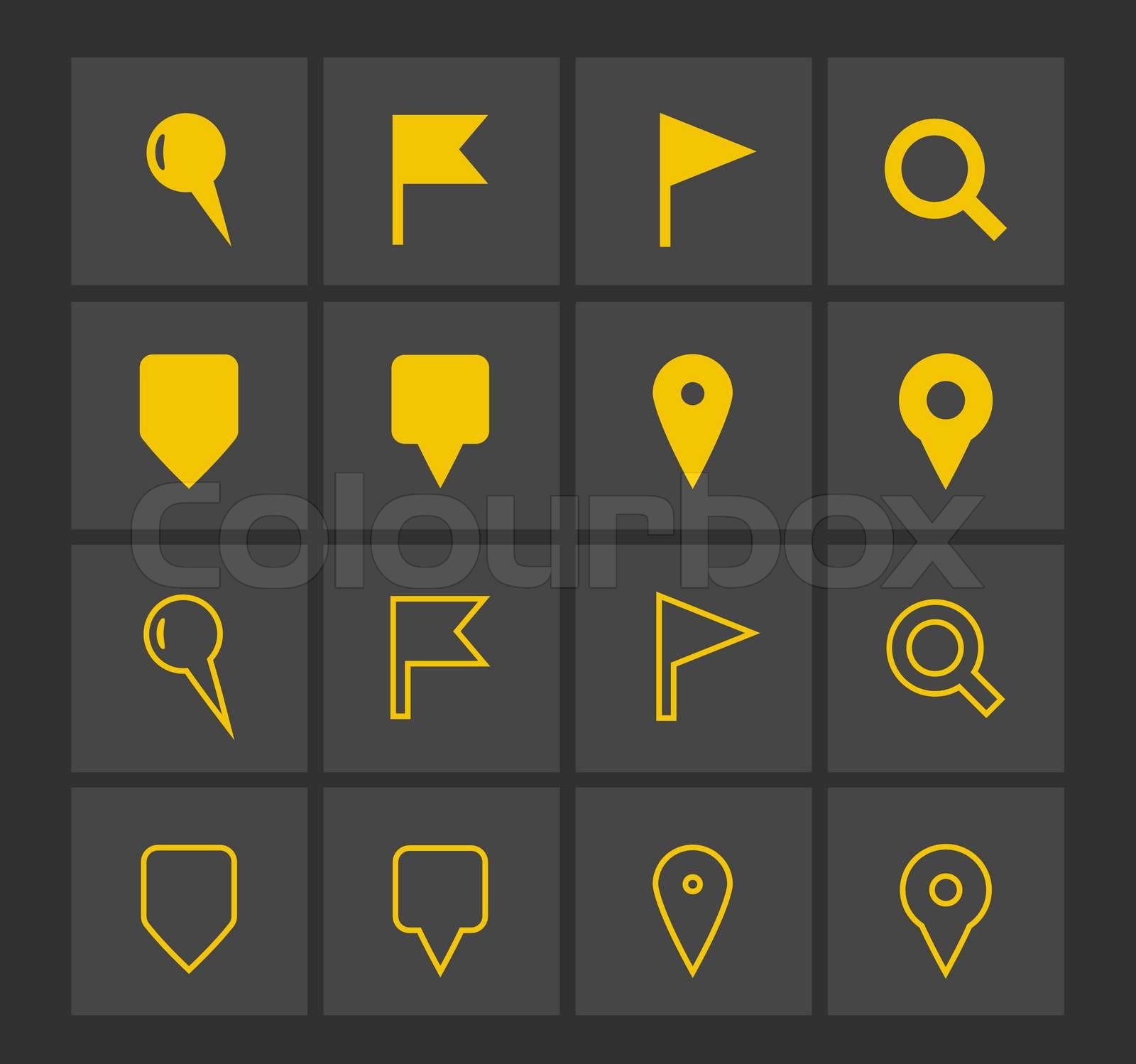 GPS und NavigationsSymbole. StockVektor Colourbox
