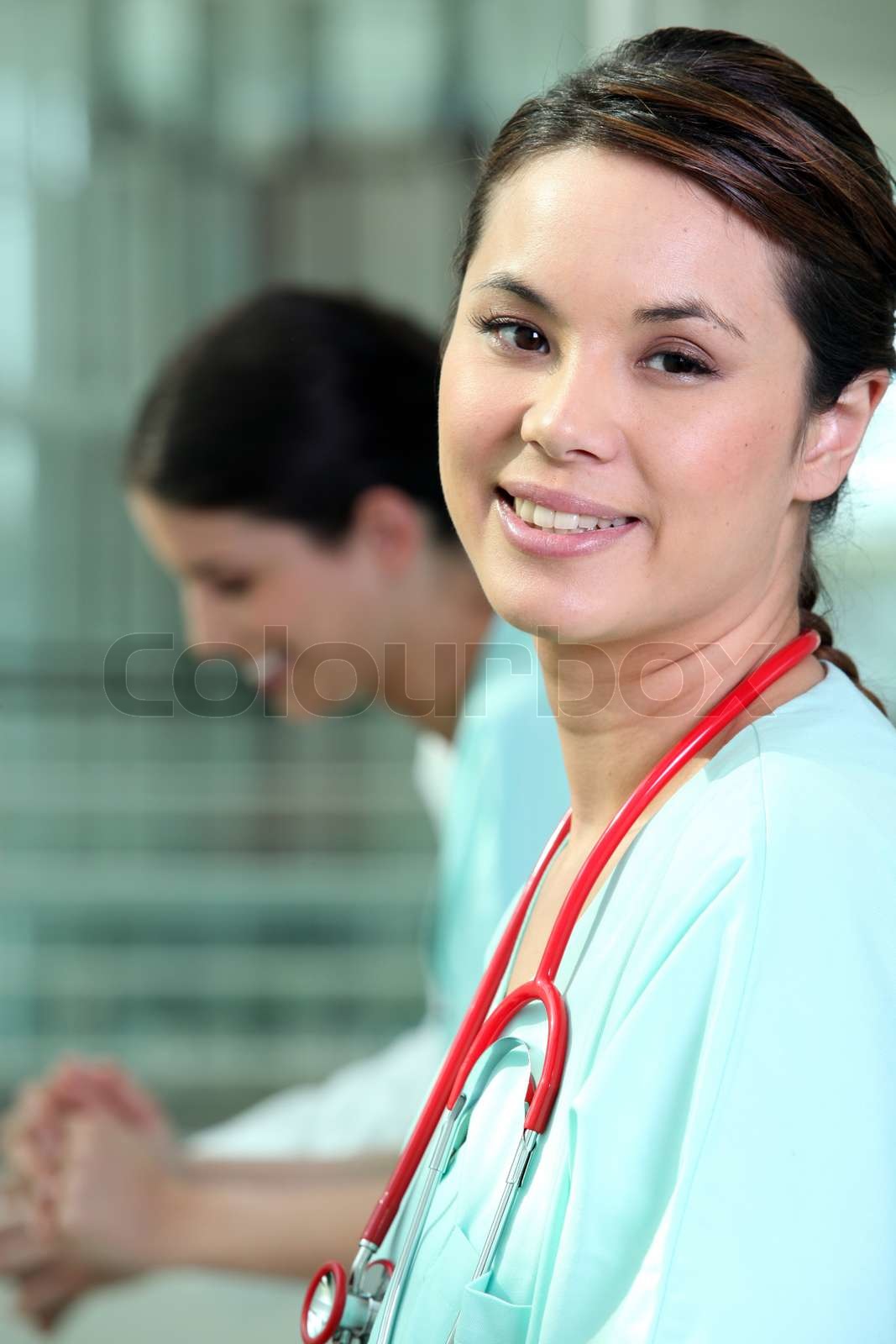 lächelnd Krankenschwester Stock Bild Colourbox