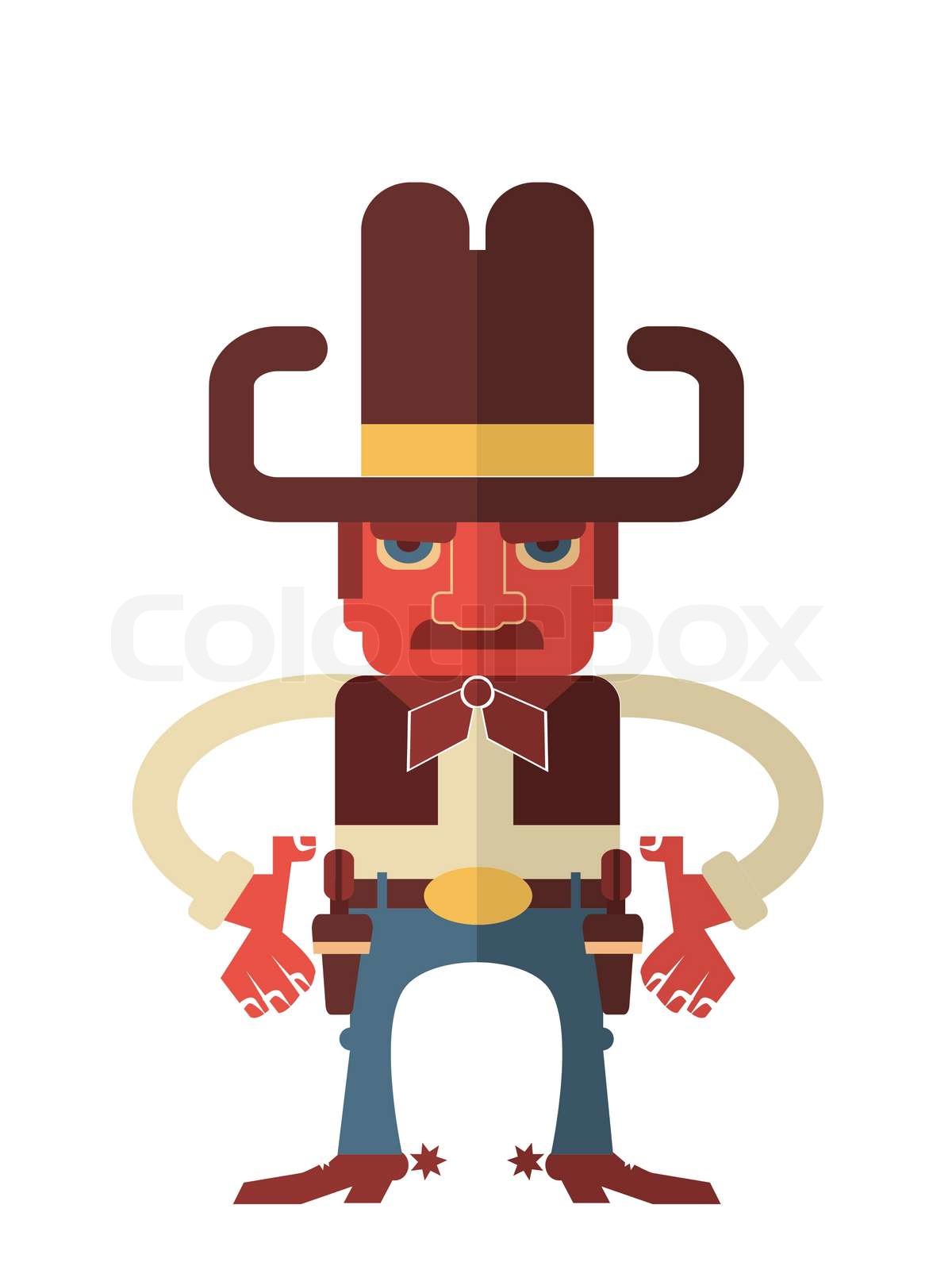 Cowboy with guns.Vector isolated on white | Stock vector | Colourbox