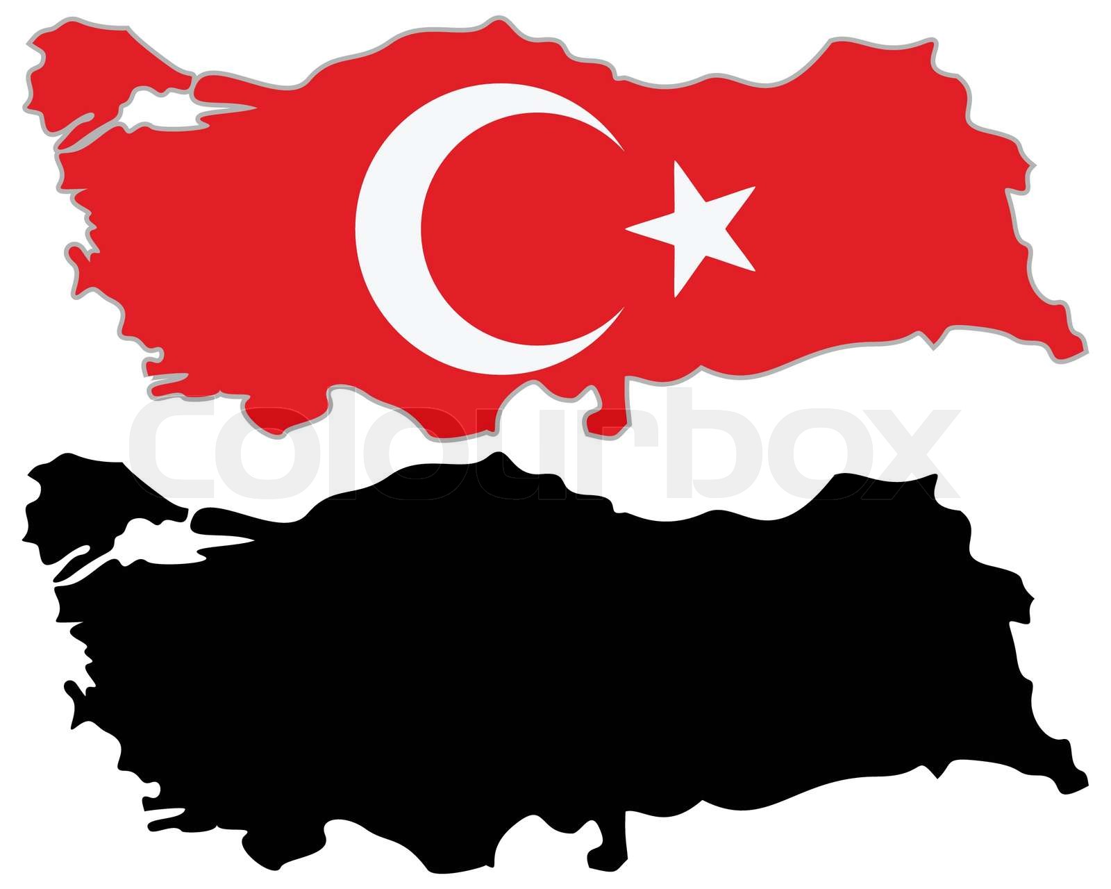 Turkey map flag stock vector colourbox