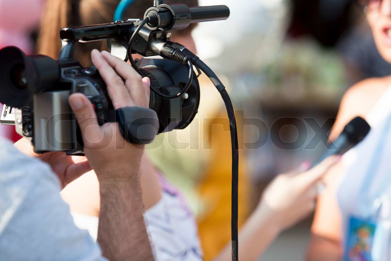 journalist, interview, kamera Stock foto Colourbox