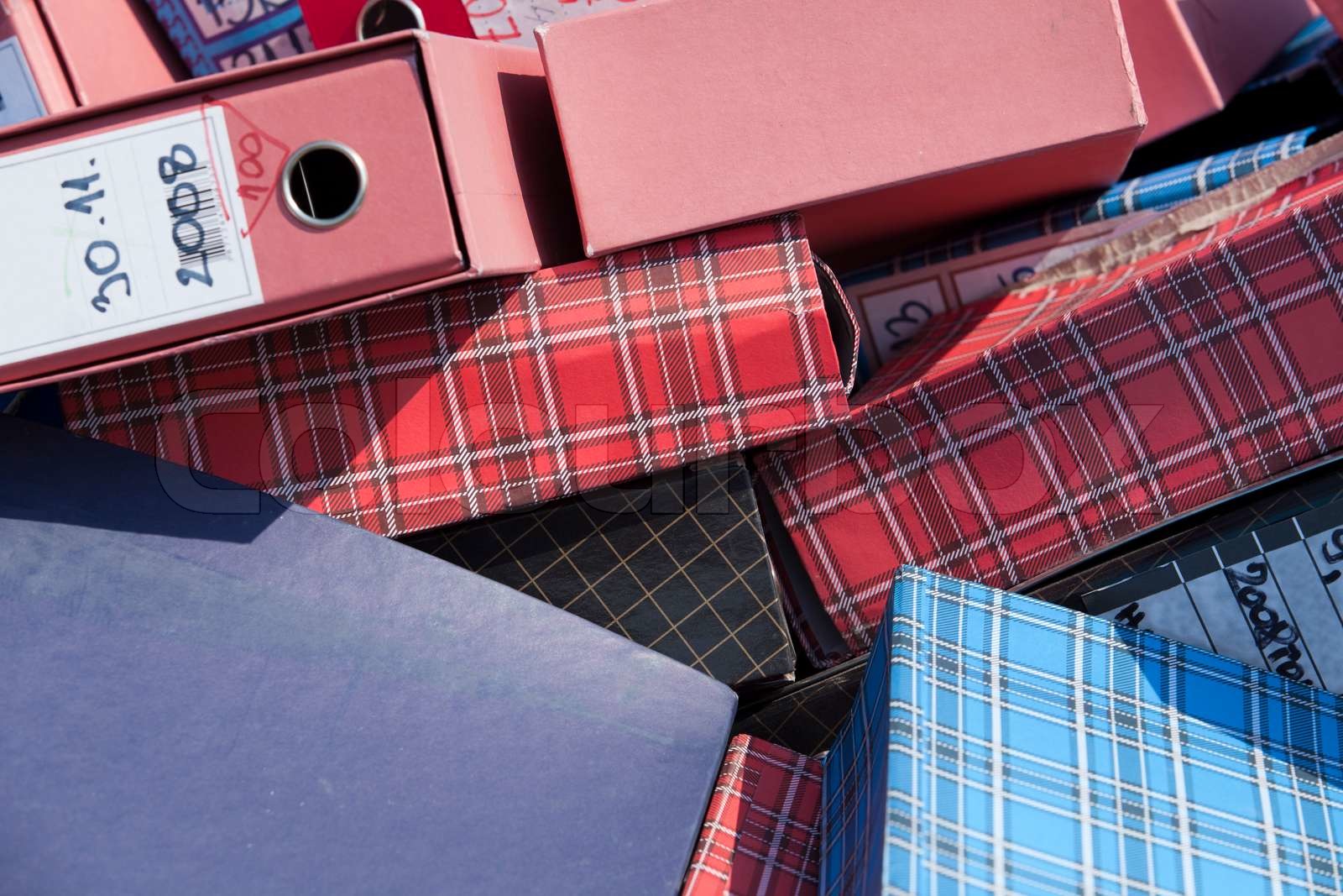 Old binders Stock image Colourbox